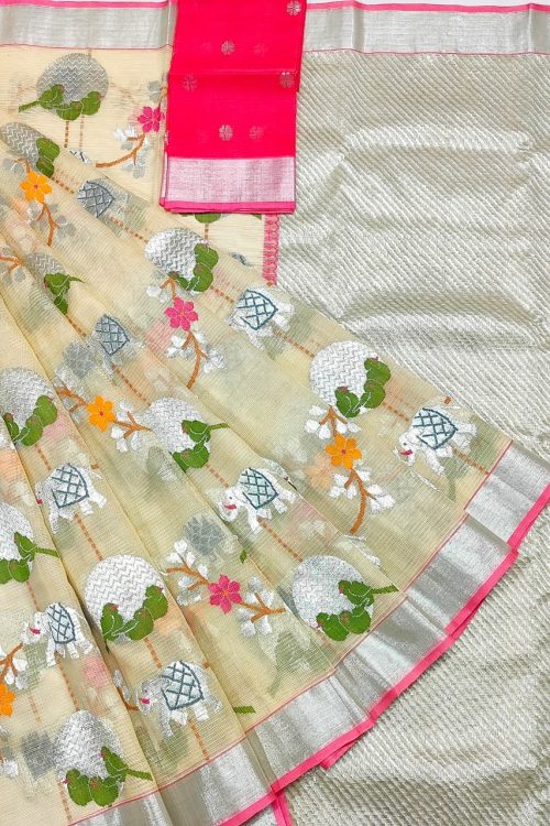 PURE ALL OVER JAAL ZARIKOTA HANDLOOM SAREE WITH BLOUSE_J624