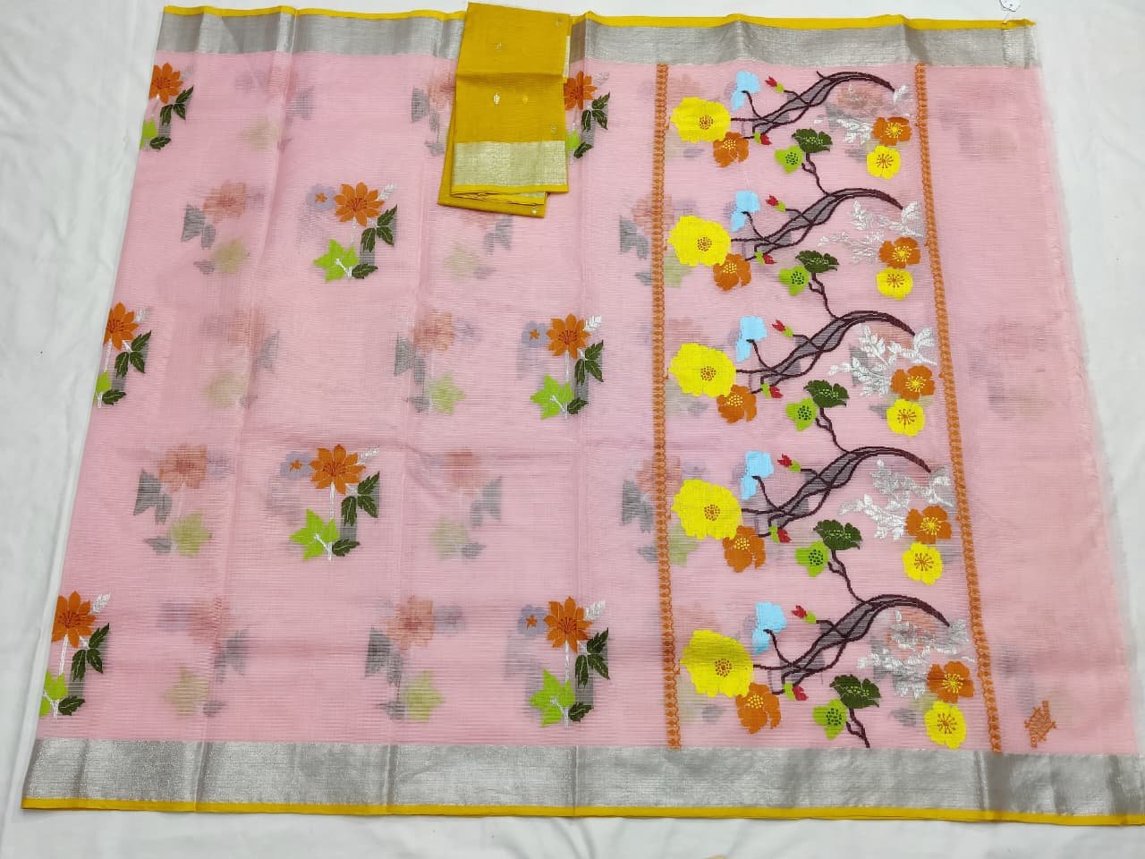 PURE ZARIKOTA HANDLOOM BUTA SAREE WITH BLOUSE B1953 - Image 4