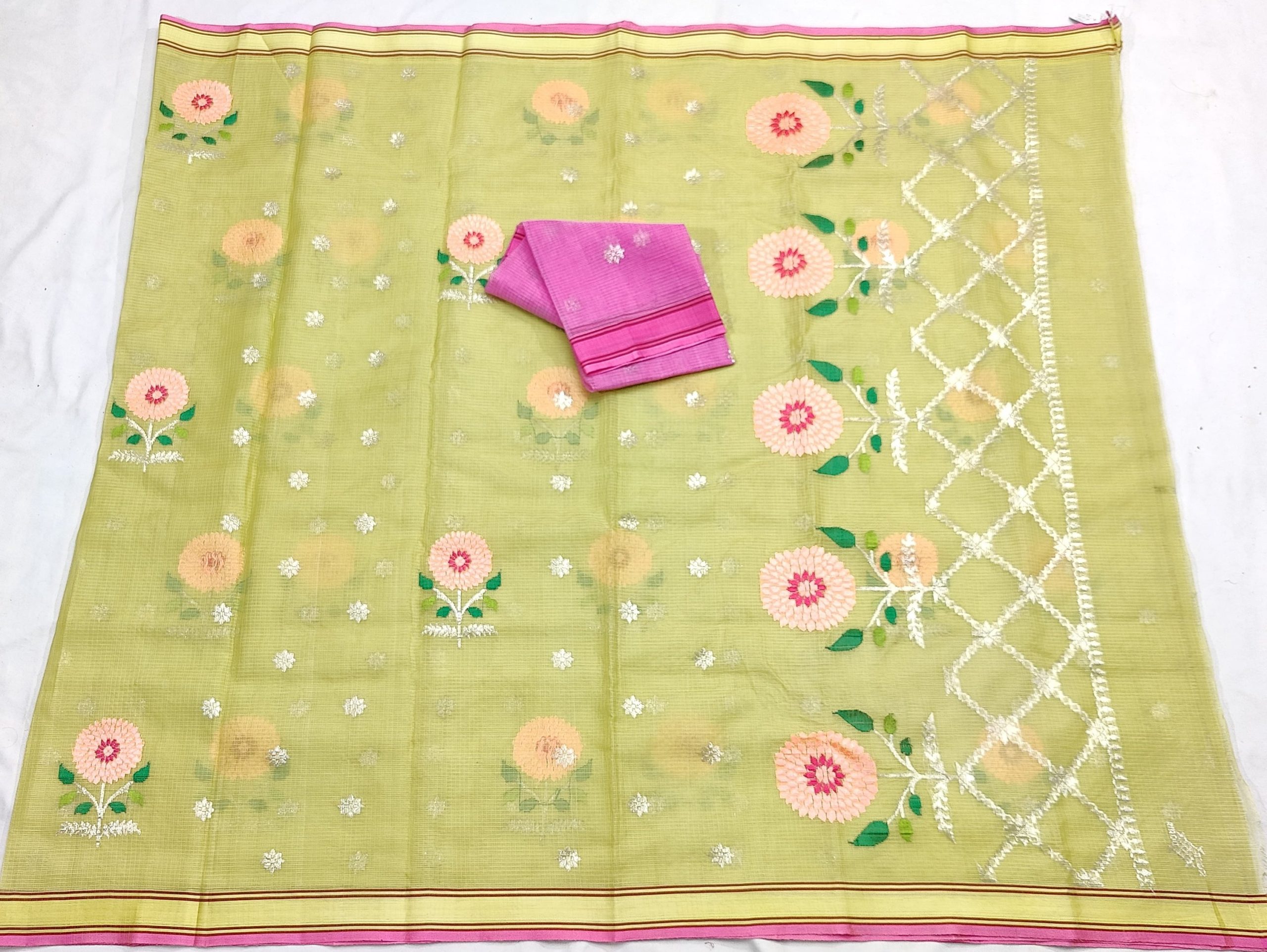 PURE ZARIKOTA HANDLOOM BUTA SAREE WITH BLOUSE B1951 - Image 4