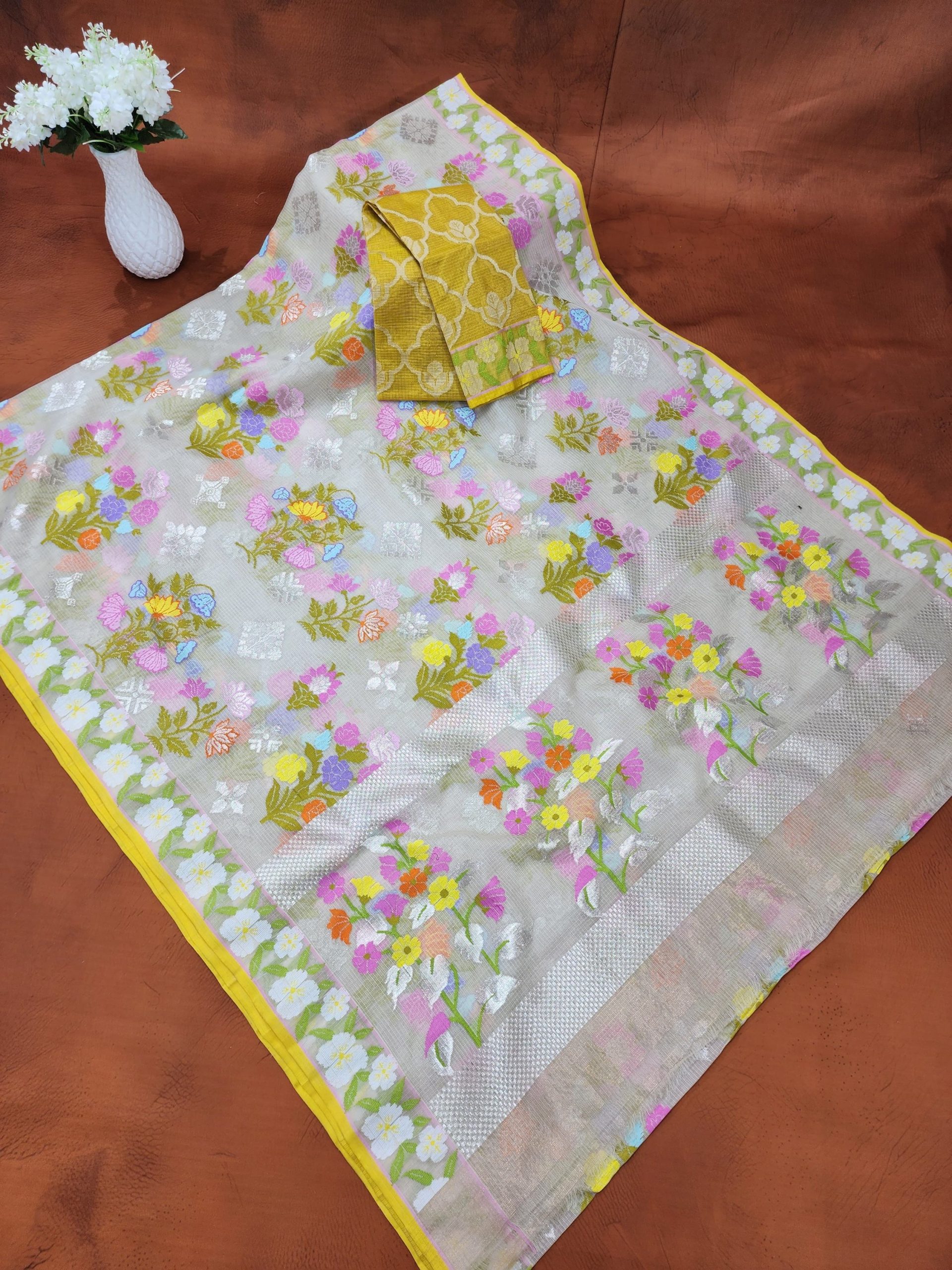 PURE ALL OVER JAAL WITH BOTH SIDE PAITHANI BORDER ZARIKOTA HANDLOOM SAREE WITH BLOUSE_J626
