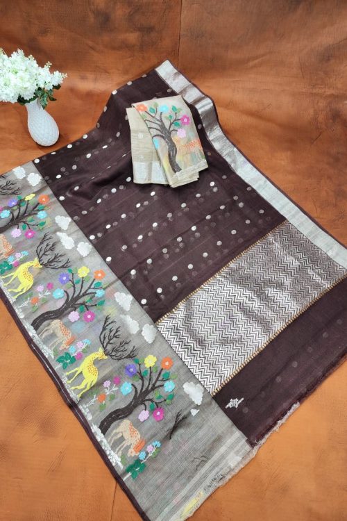 PURE BIG PAITHANI BORDER ZARIKOTA HANDLOOM SAREE S-168