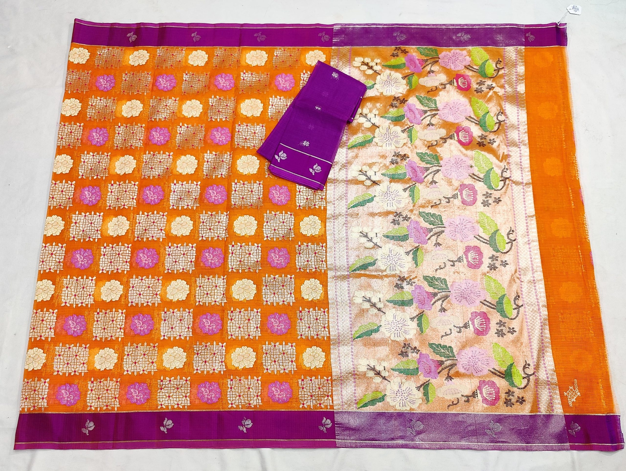 PURE ALL OVER JAAL ZARIKOTA HANDLOOM SAREE WITH BLOUSE_J628 - Image 4