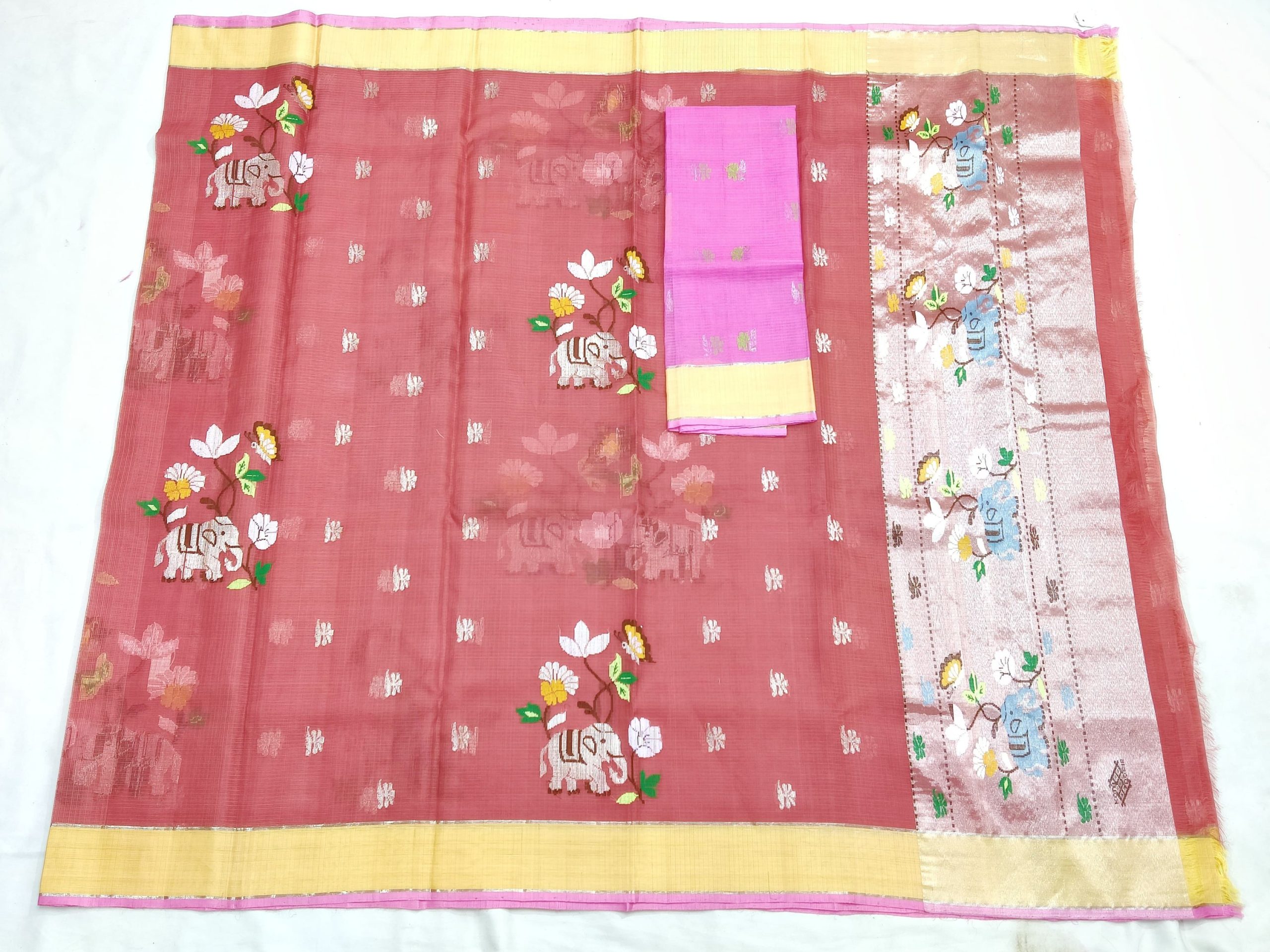 PURE ZARIKOTA HANDLOOM BUTA SAREE WITH BLOUSE B1963 - Image 4