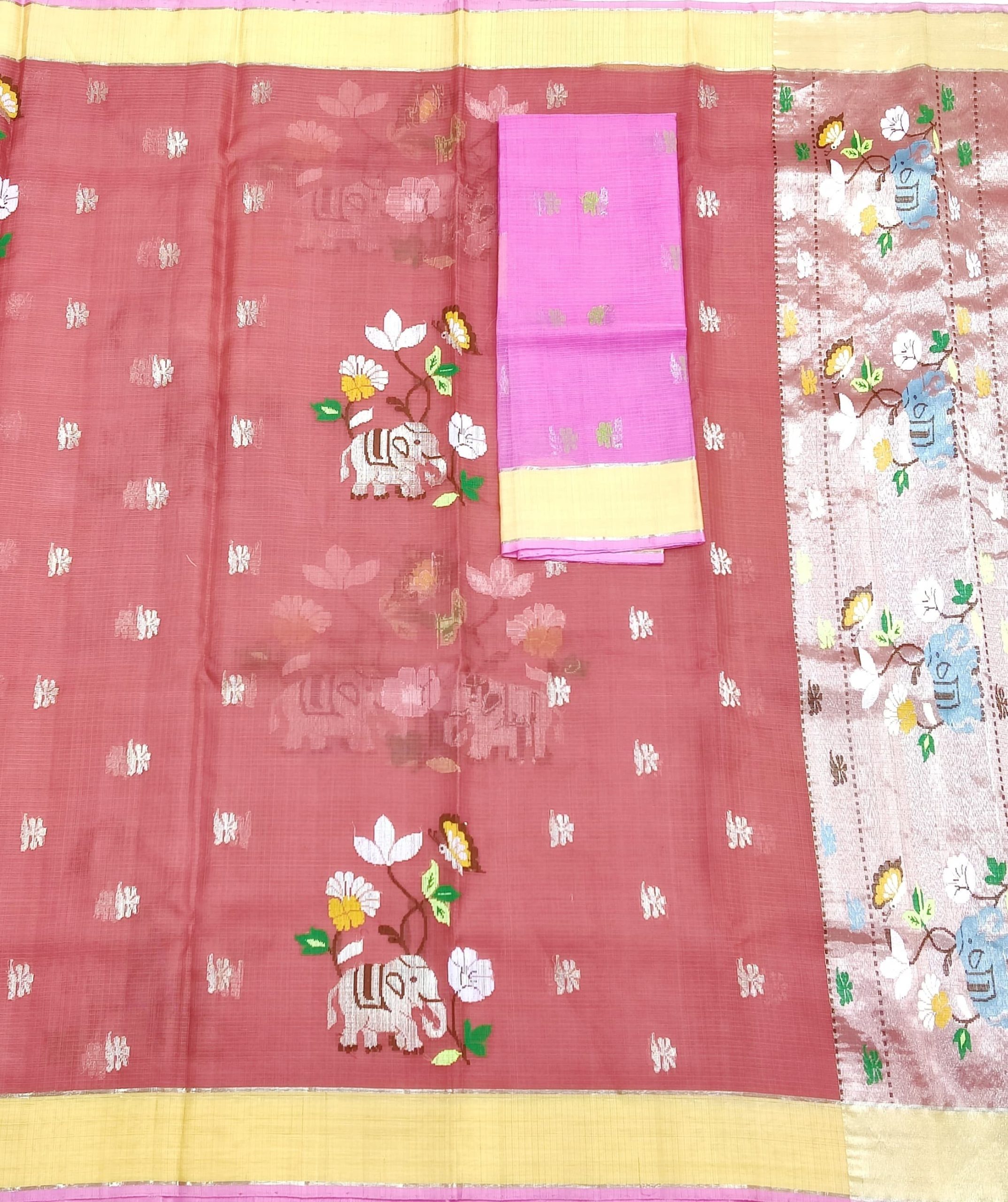 PURE ZARIKOTA HANDLOOM BUTA SAREE WITH BLOUSE B1963 - Image 3