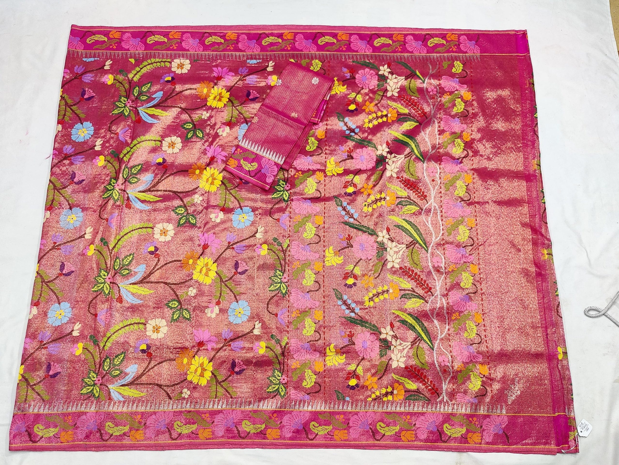 PURE GOLD DUBBLE TISSUE ALL OVER JAAL WITH BOTH SIDES PAITHANI BORDER ZARIKOTA HANDLOOM SAREE_T-456 - Image 4