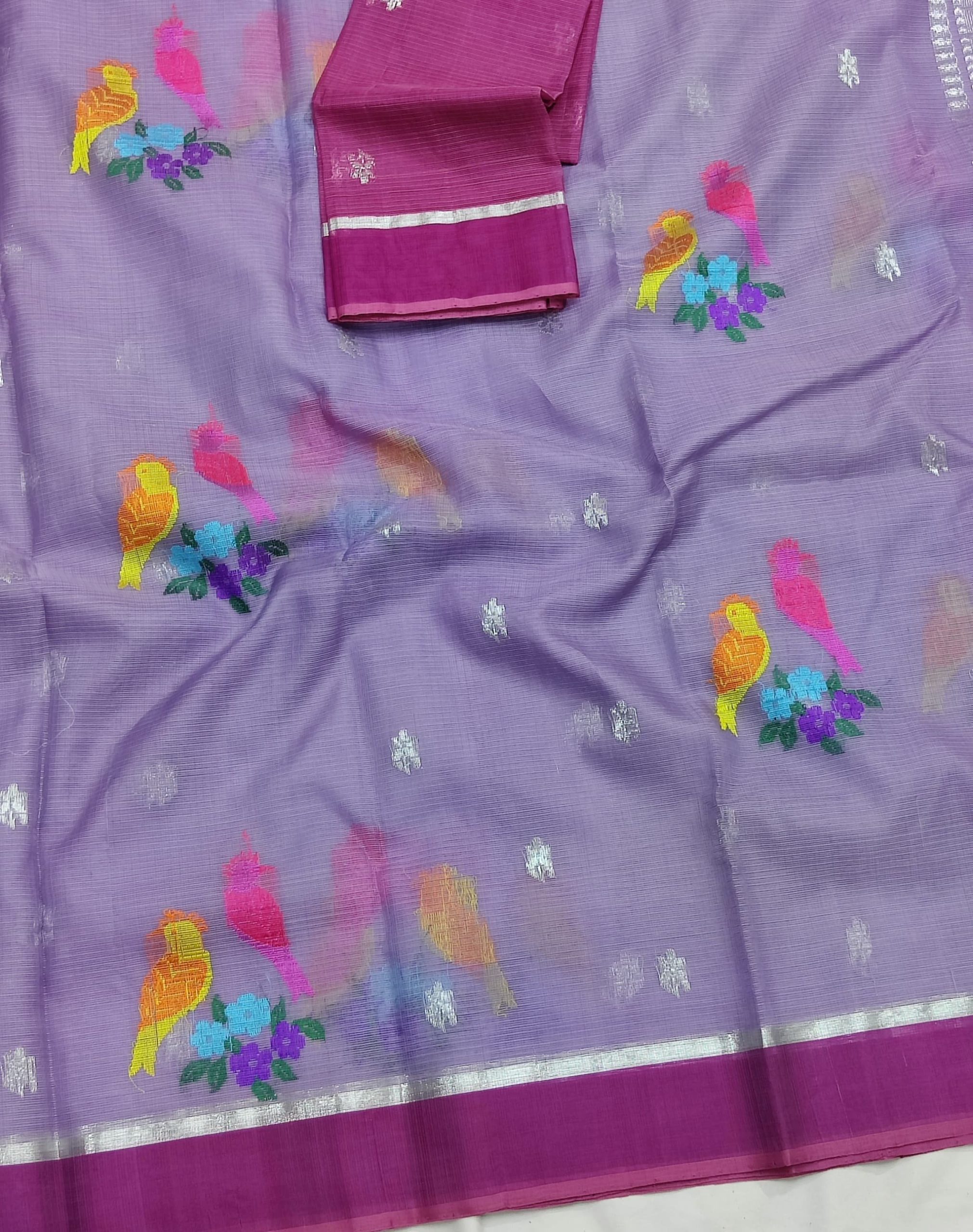 PURE ZARIKOTA HANDLOOM BUTA SAREE WITH BLOUSE B1964 - Image 2