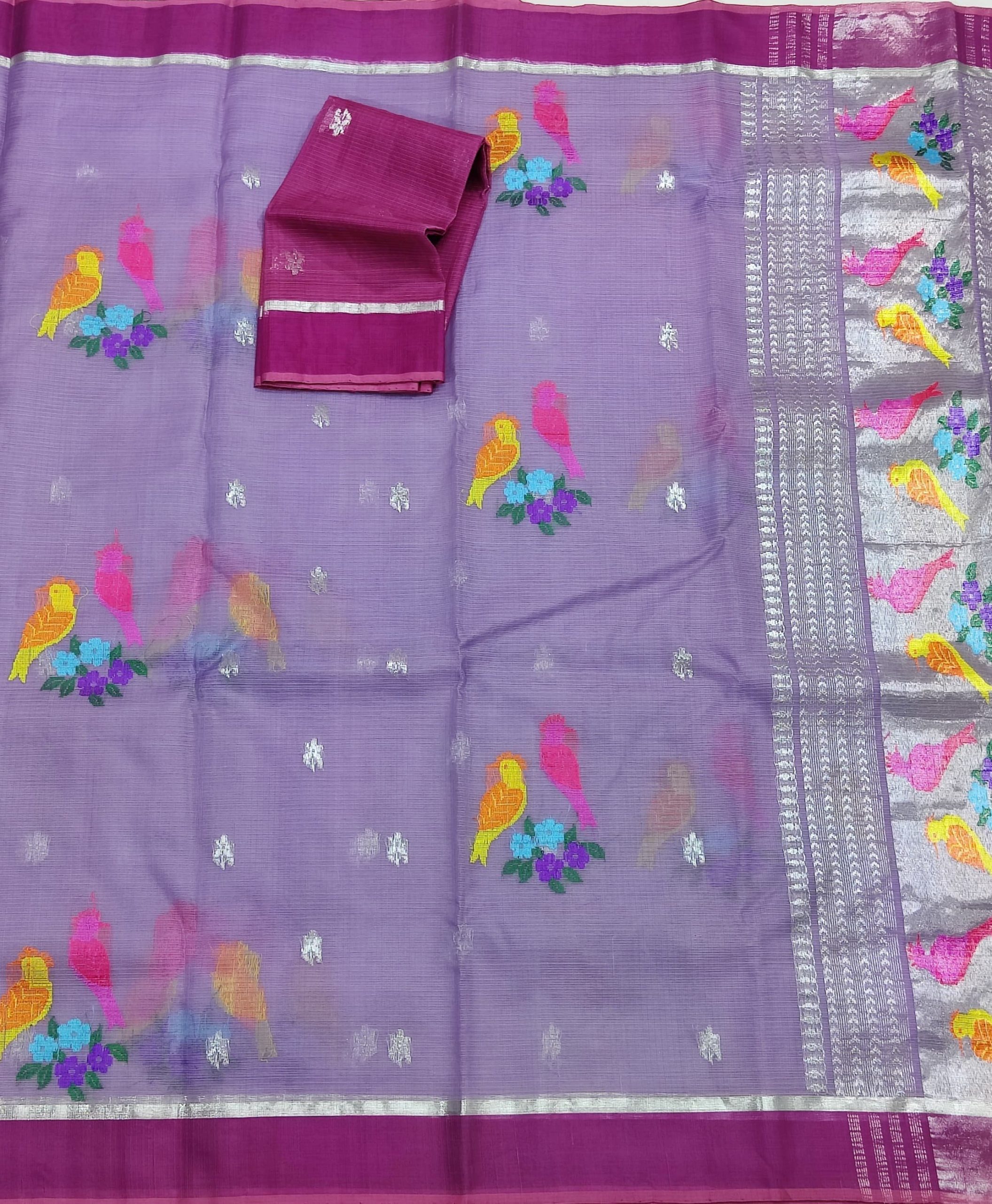 PURE ZARIKOTA HANDLOOM BUTA SAREE WITH BLOUSE B1964 - Image 3