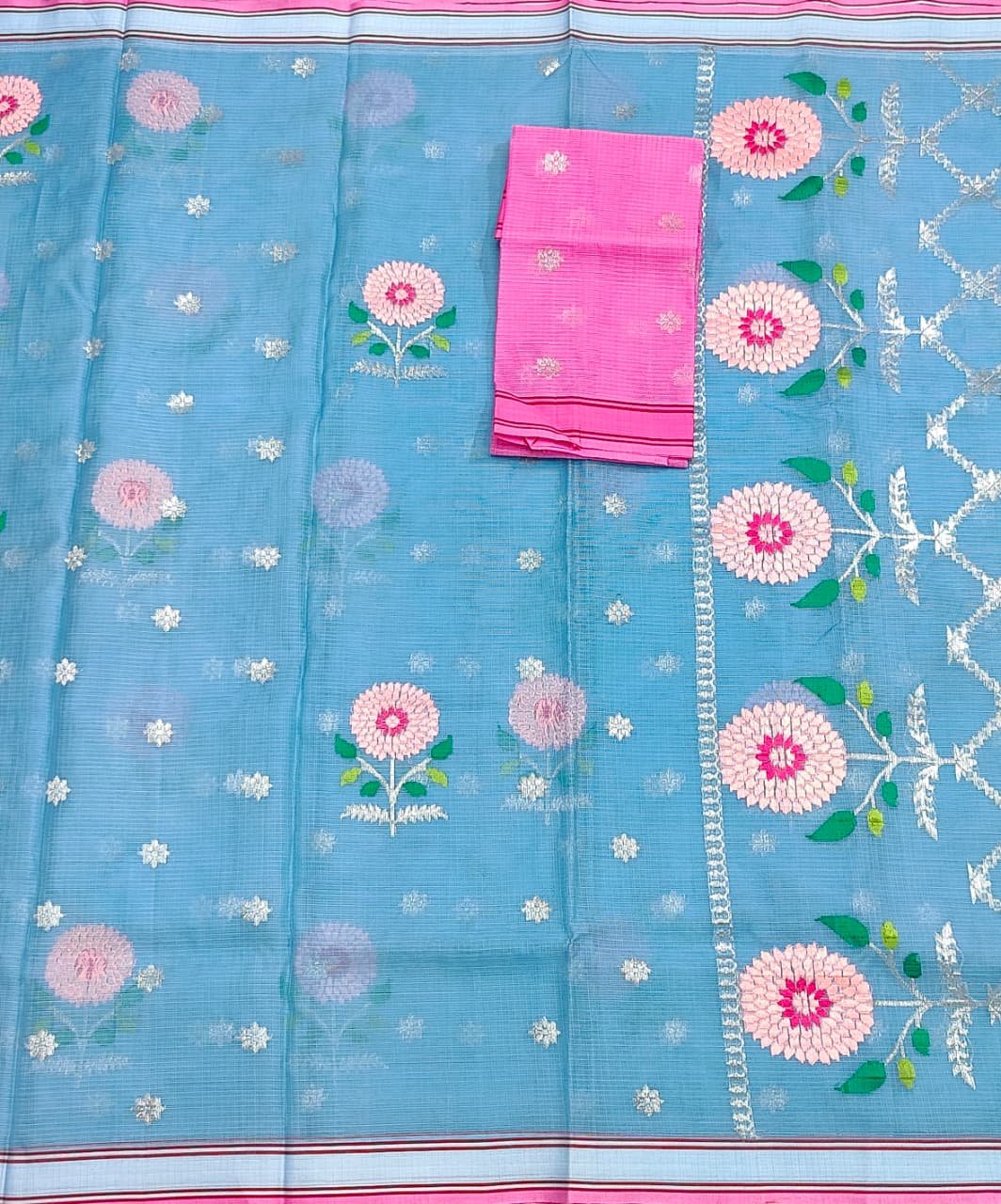 PURE ZARIKOTA HANDLOOM BUTA SAREE WITH BLOUSE B1965 - Image 3