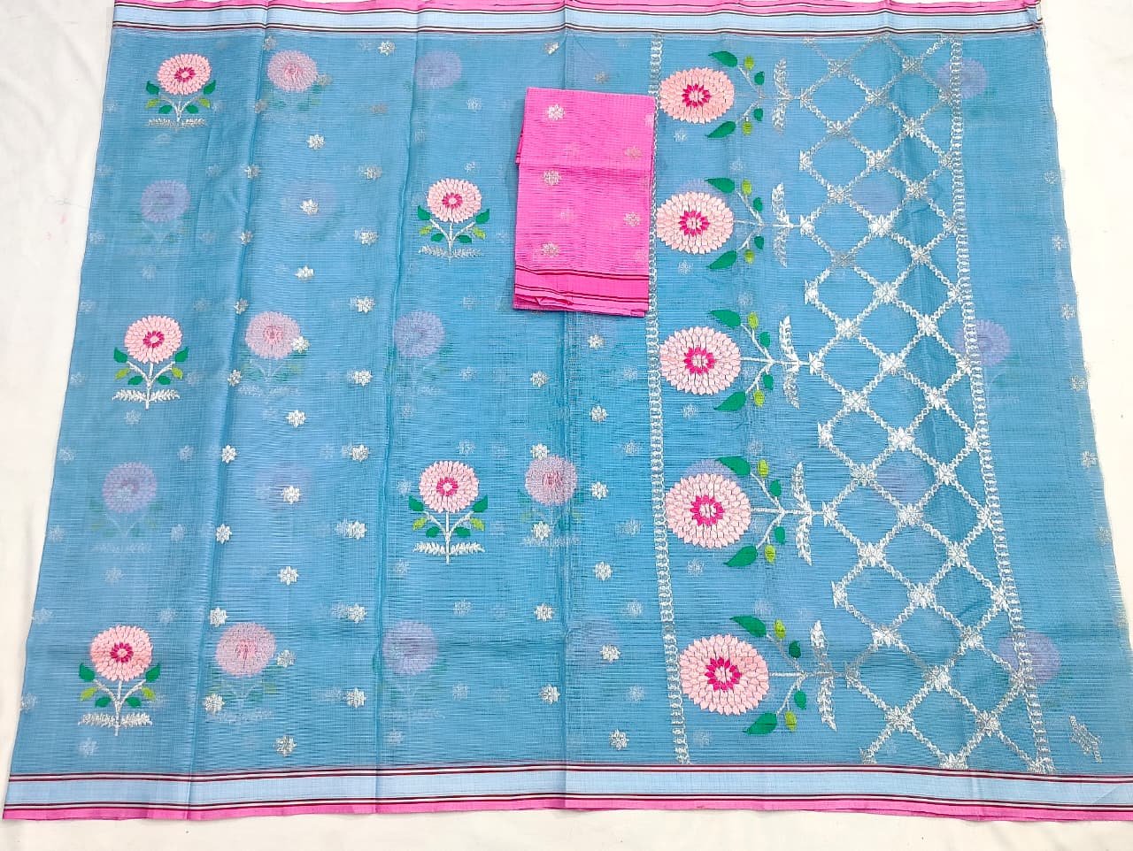 PURE ZARIKOTA HANDLOOM BUTA SAREE WITH BLOUSE B1965 - Image 4