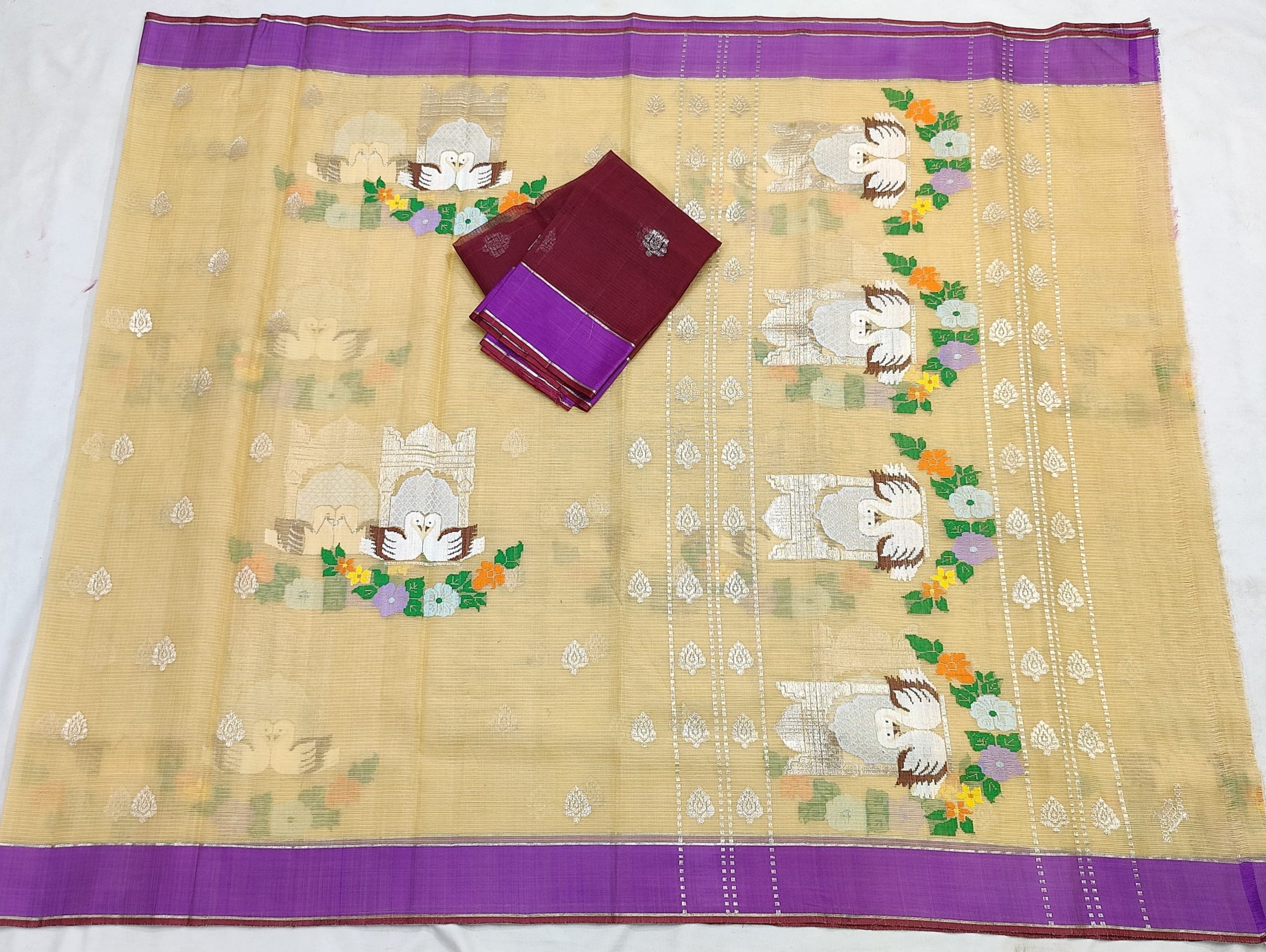 PURE ZARIKOTA HANDLOOM BUTA SAREE WITH BLOUSE B1968 - Image 3