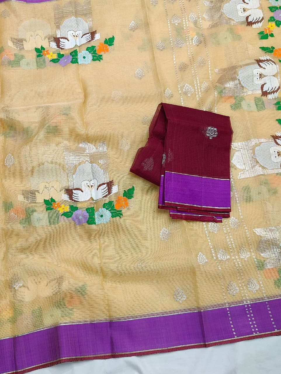 PURE ZARIKOTA HANDLOOM BUTA SAREE WITH BLOUSE B1968 - Image 2