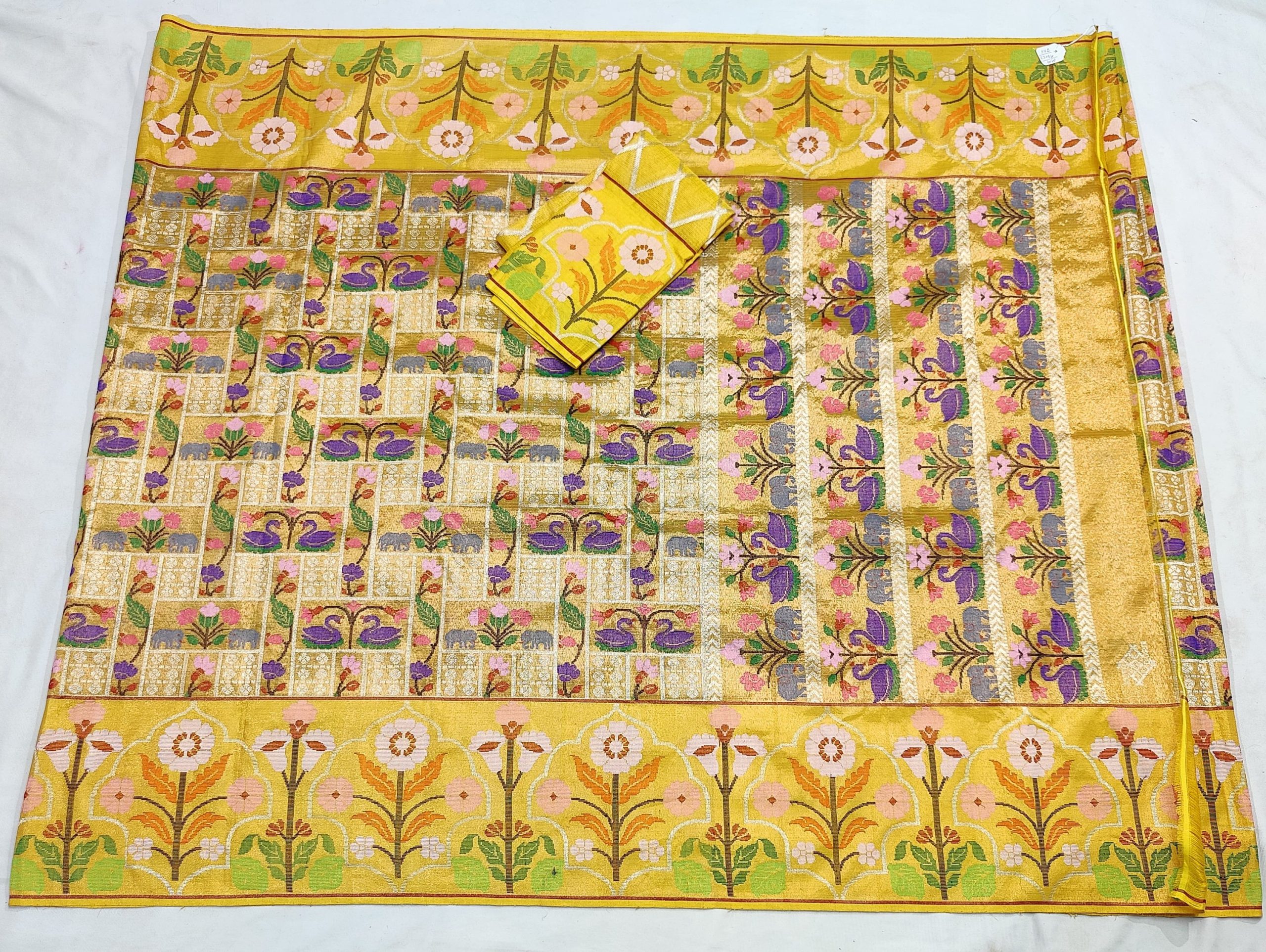 PURE GOLD DUBBLE TISSUE ALL OVER JAAL WITH BOTH SIDES PAITHANI BORDER ZARIKOTA HANDLOOM SAREE_T-457 - Image 4