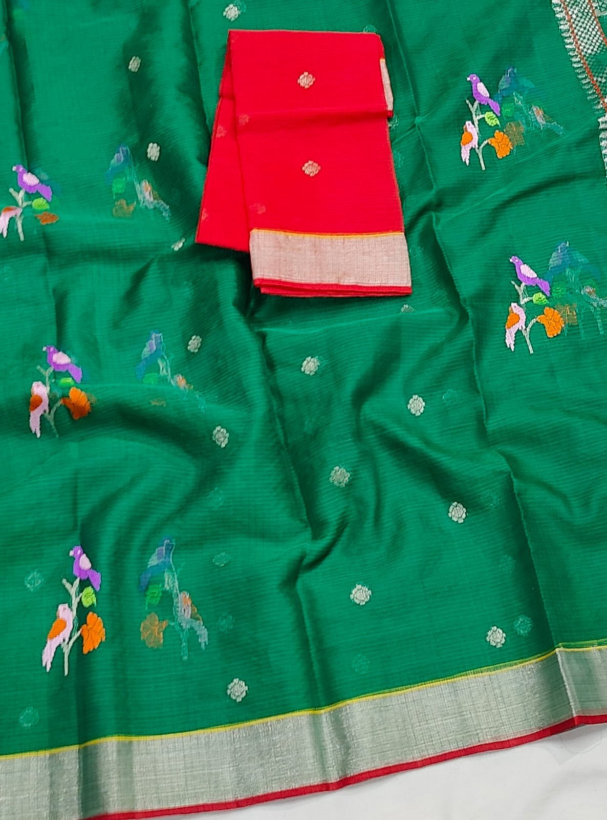 PURE ZARIKOTA HANDLOOM BUTA SAREE WITH BLOUSE B1972 - Image 2