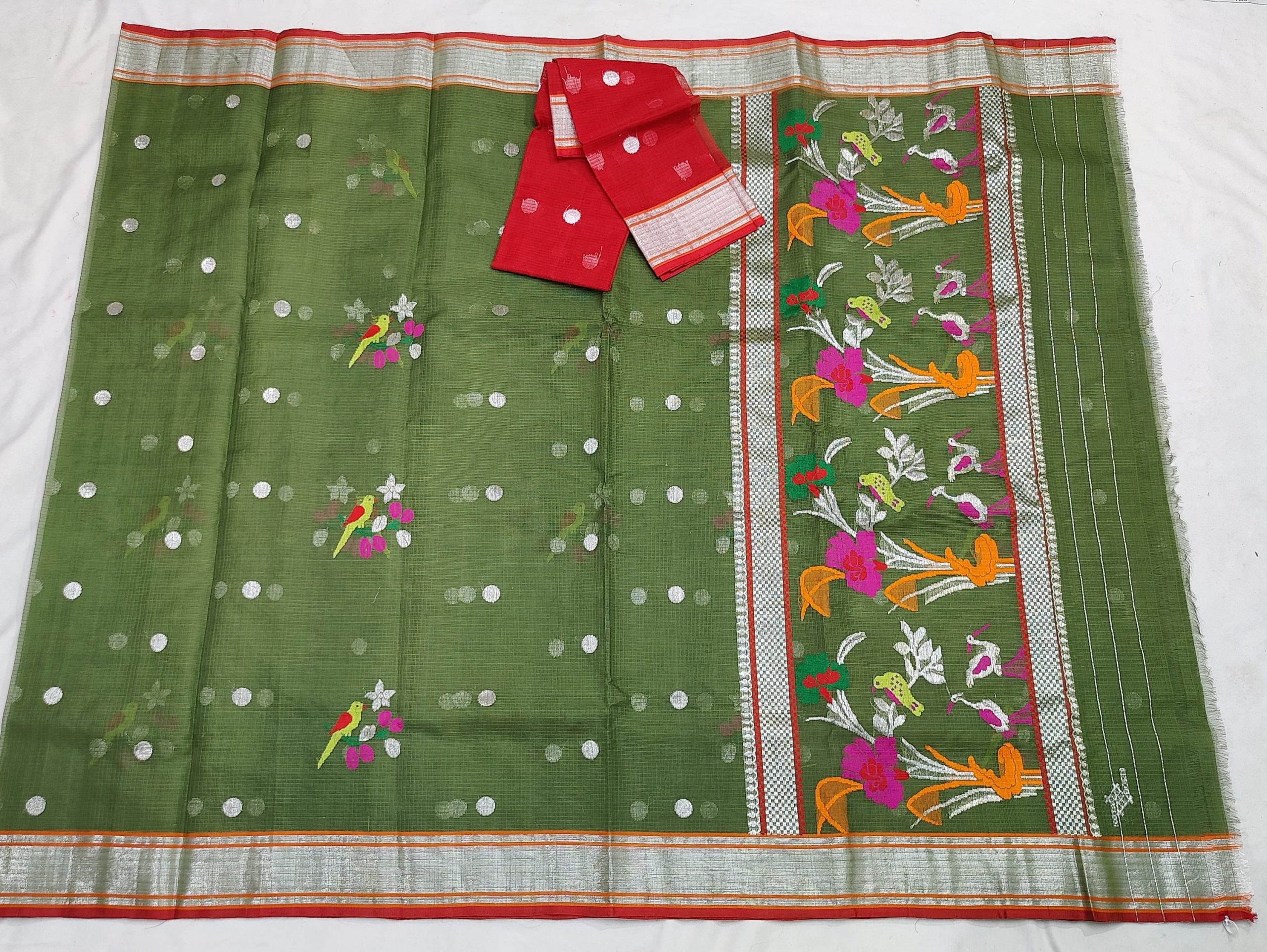 PURE ZARIKOTA HANDLOOM BUTA SAREE WITH BLOUSE B1973 - Image 4