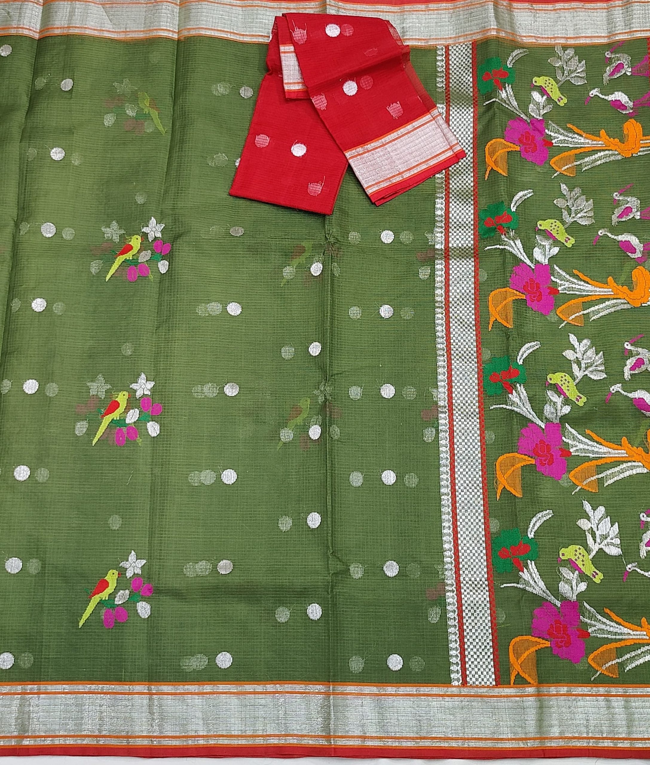 PURE ZARIKOTA HANDLOOM BUTA SAREE WITH BLOUSE B1973 - Image 3
