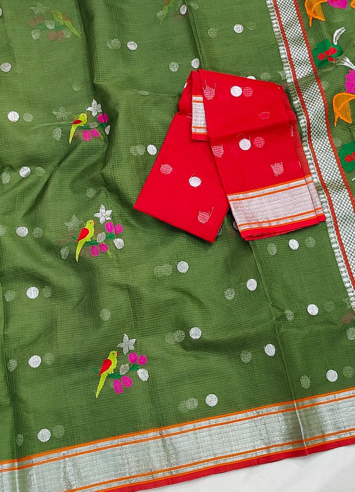 PURE ZARIKOTA HANDLOOM BUTA SAREE WITH BLOUSE B1973 - Image 2