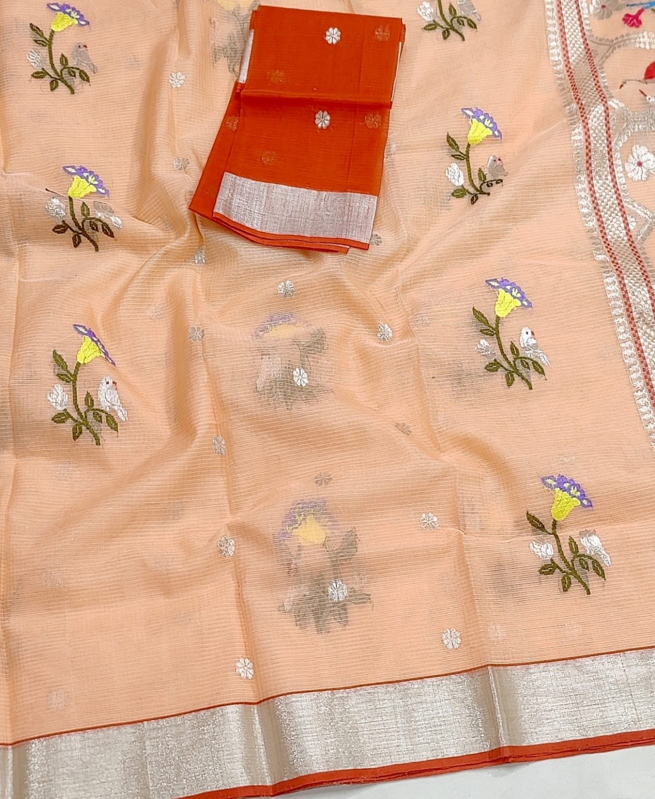 PURE ZARIKOTA HANDLOOM BUTA SAREE WITH BLOUSE B1977 - Image 2