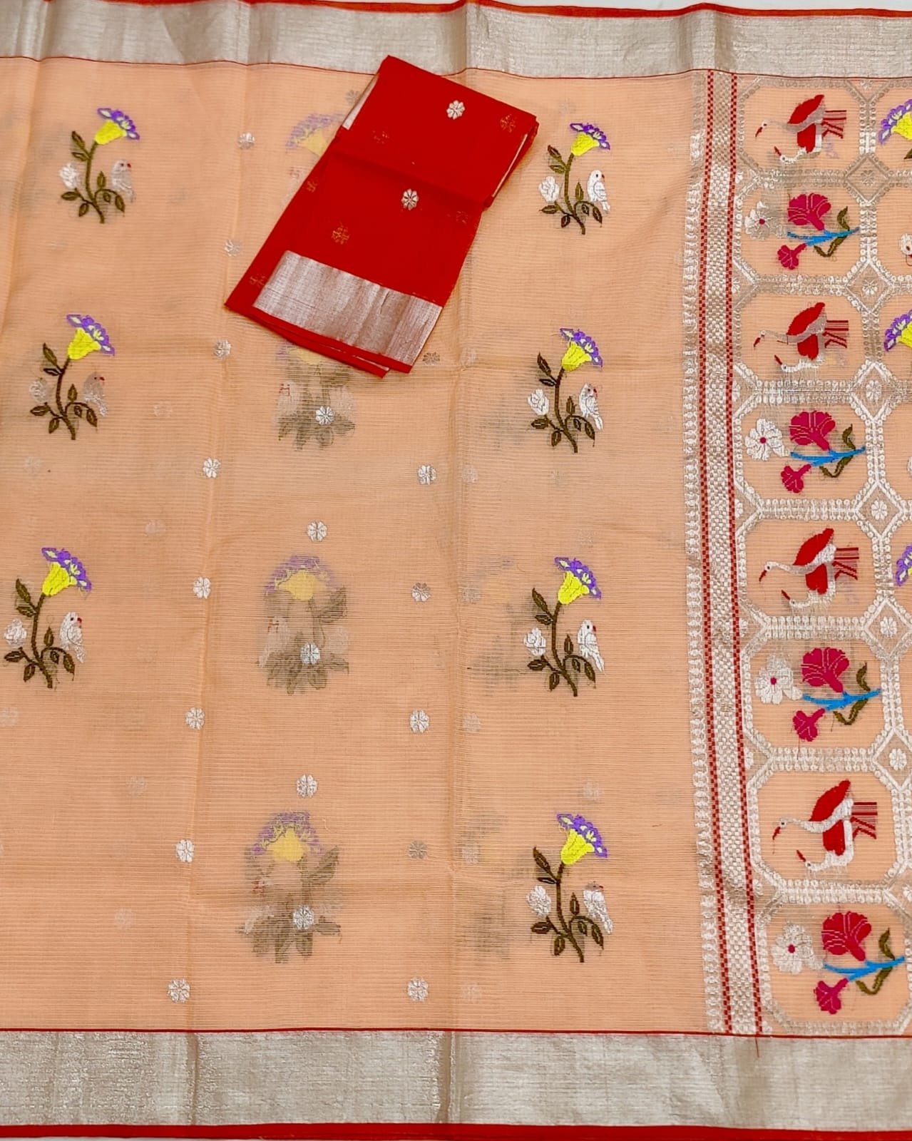 PURE ZARIKOTA HANDLOOM BUTA SAREE WITH BLOUSE B1977 - Image 3
