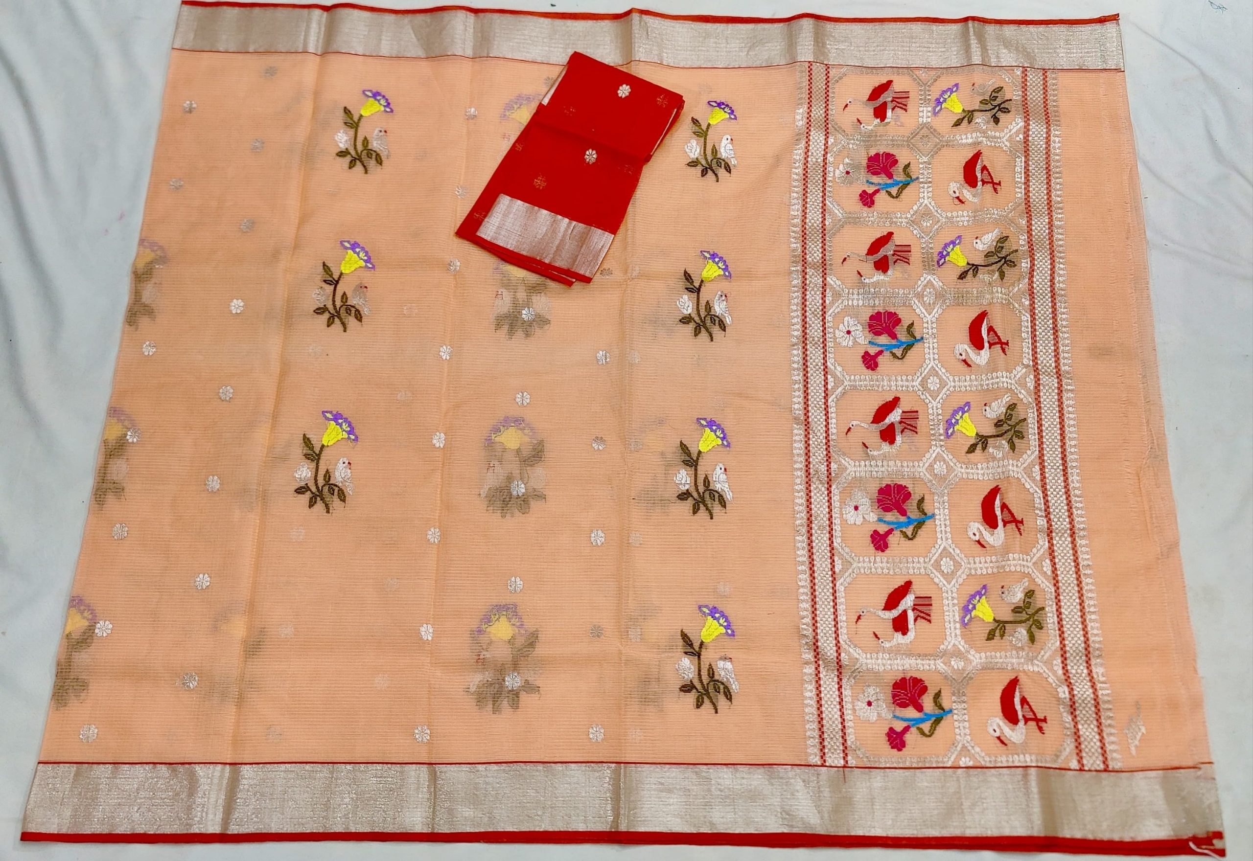 PURE ZARIKOTA HANDLOOM BUTA SAREE WITH BLOUSE B1977 - Image 4