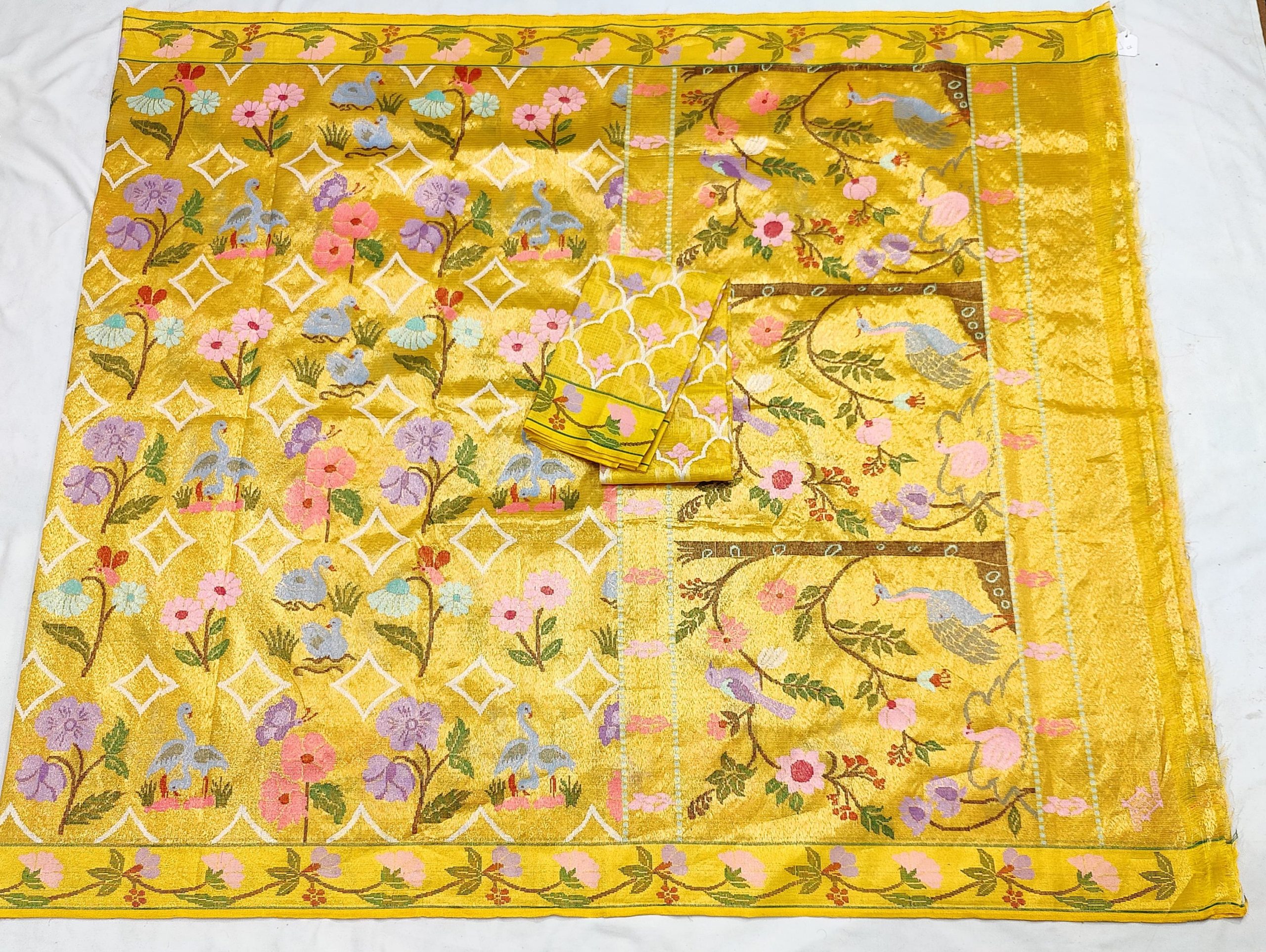 PURE GOLD DUBBLE TISSUE ALL OVER JAAL ZARIKOTA HANDLOOM SAREE_T-463 - Image 4