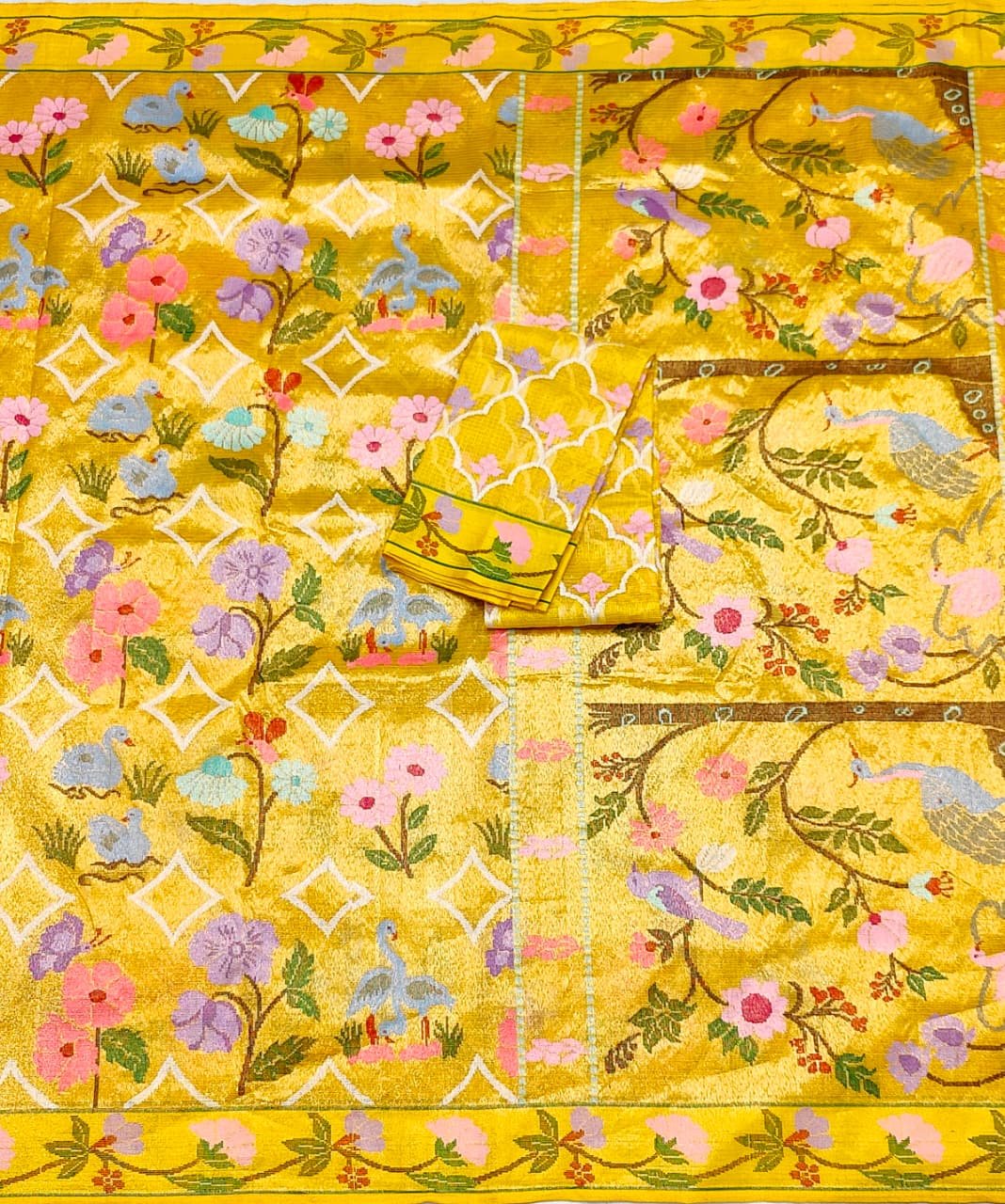 PURE GOLD DUBBLE TISSUE ALL OVER JAAL ZARIKOTA HANDLOOM SAREE_T-463 - Image 3