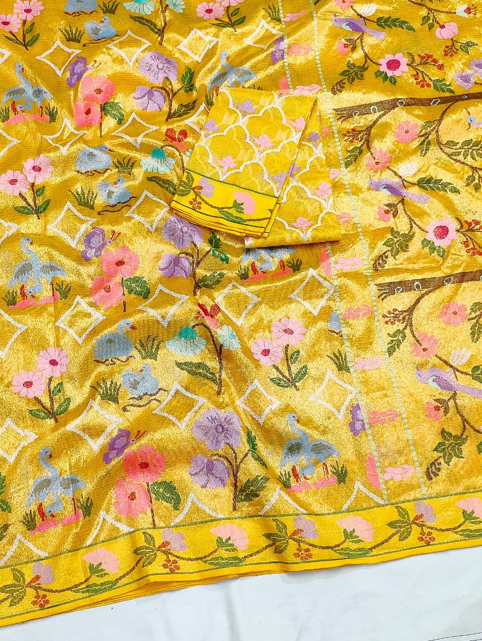 PURE GOLD DUBBLE TISSUE ALL OVER JAAL ZARIKOTA HANDLOOM SAREE_T-463 - Image 2