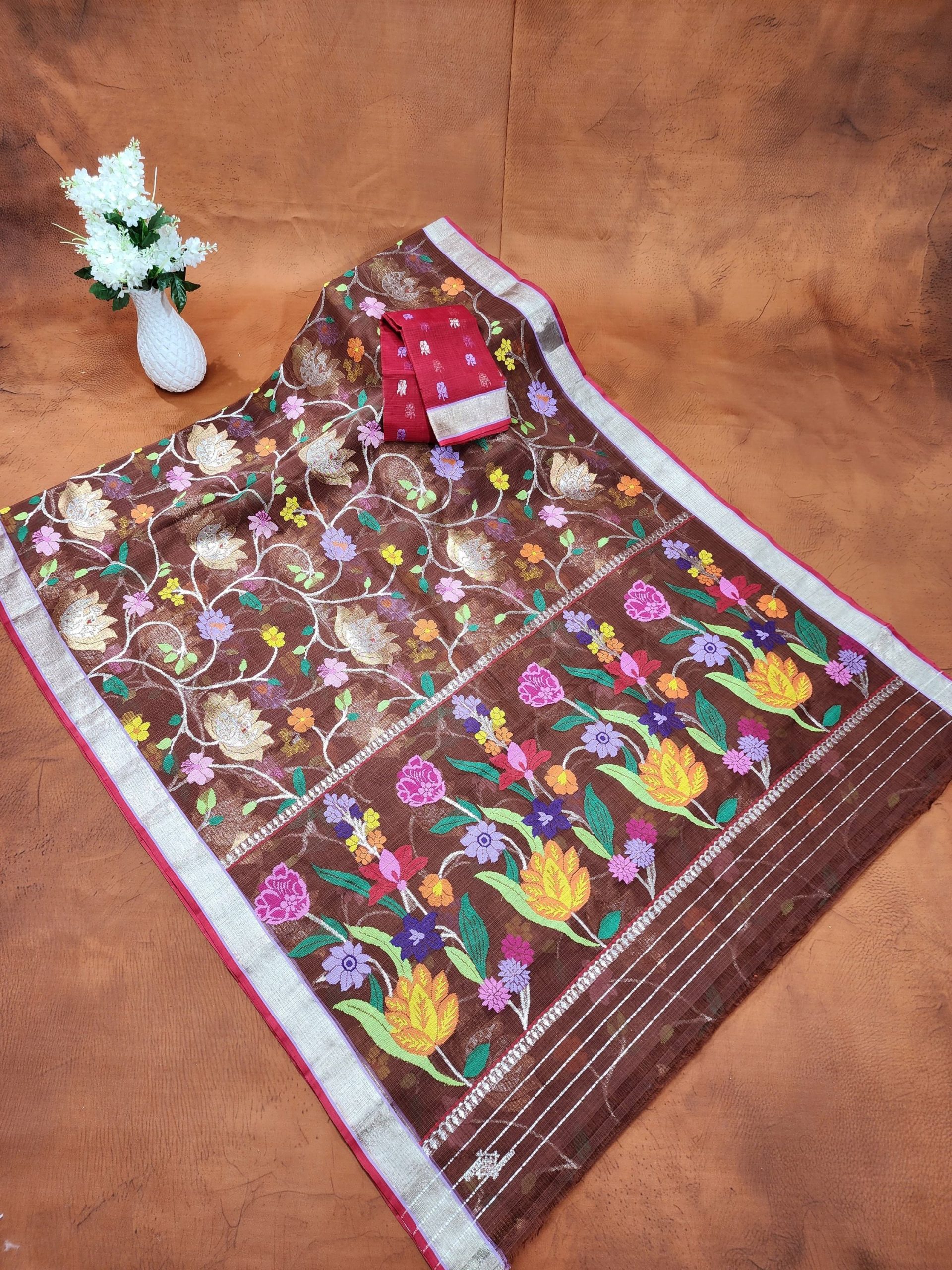 PURE ALL OVER JAAL ZARIKOTA HANDLOOM SAREE WITH BLOUSE_J630