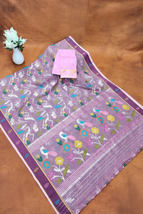 PURE ALL OVER JAAL ZARIKOTA HANDLOOM SAREE WITH BLOUSE_J631