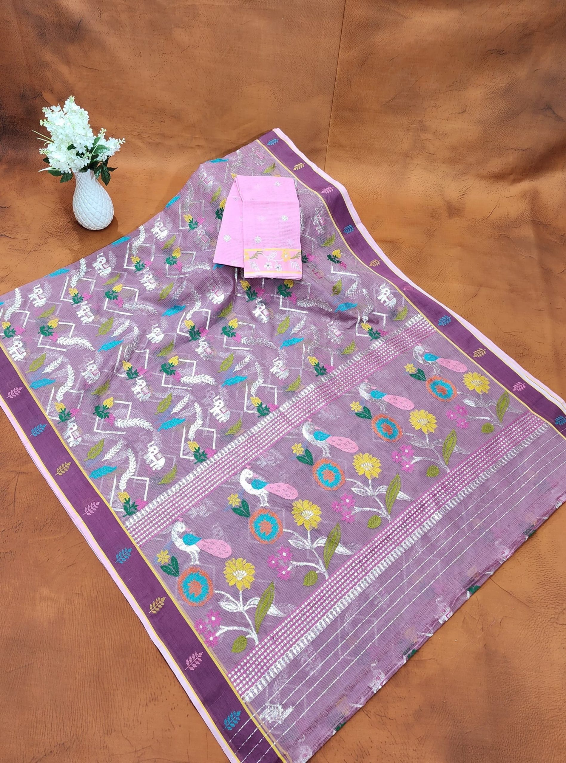 PURE ALL OVER JAAL ZARIKOTA HANDLOOM SAREE WITH BLOUSE_J631
