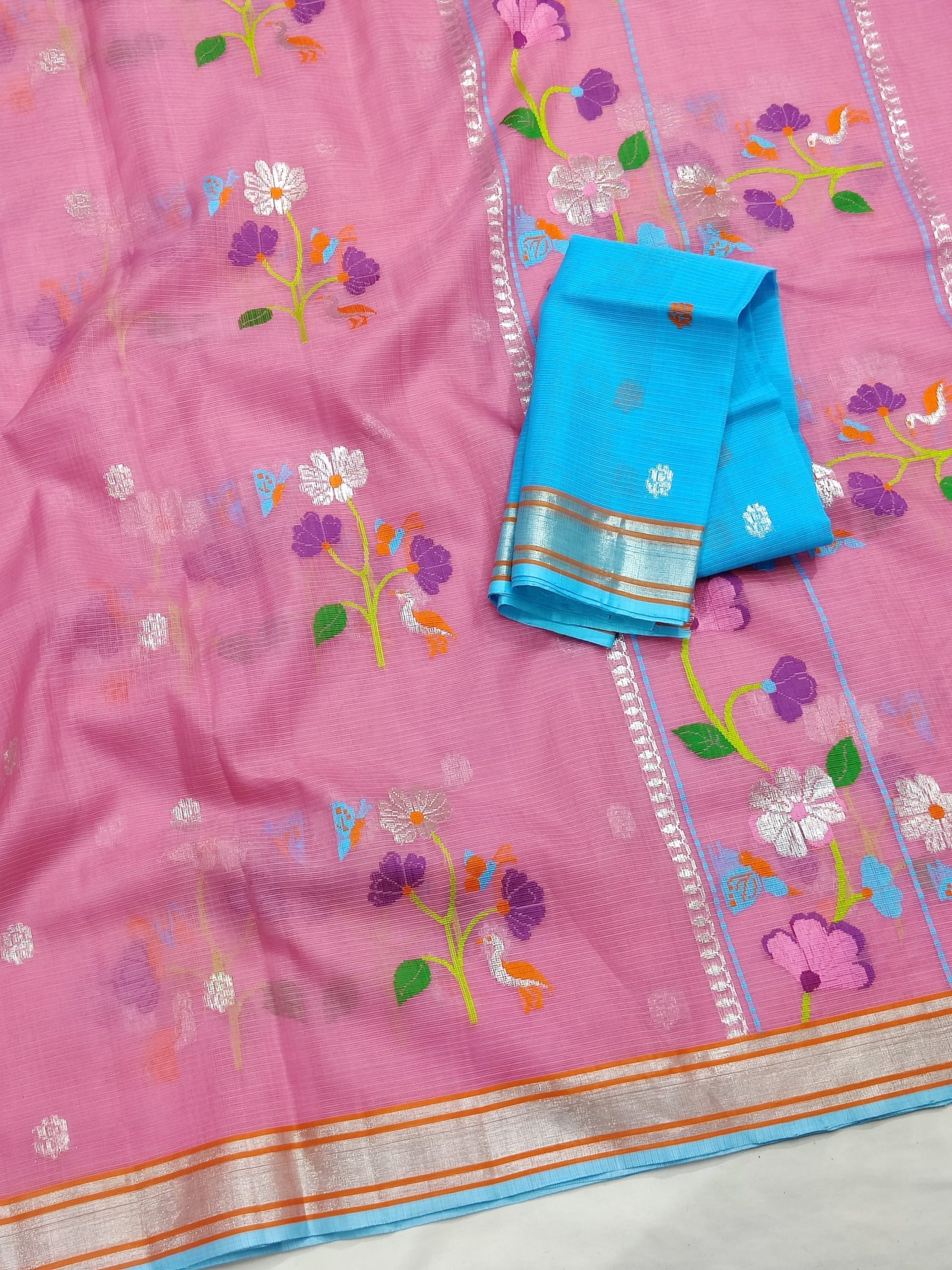 PURE ZARIKOTA HANDLOOM BUTA SAREE WITH BLOUSE B2041 - Image 2