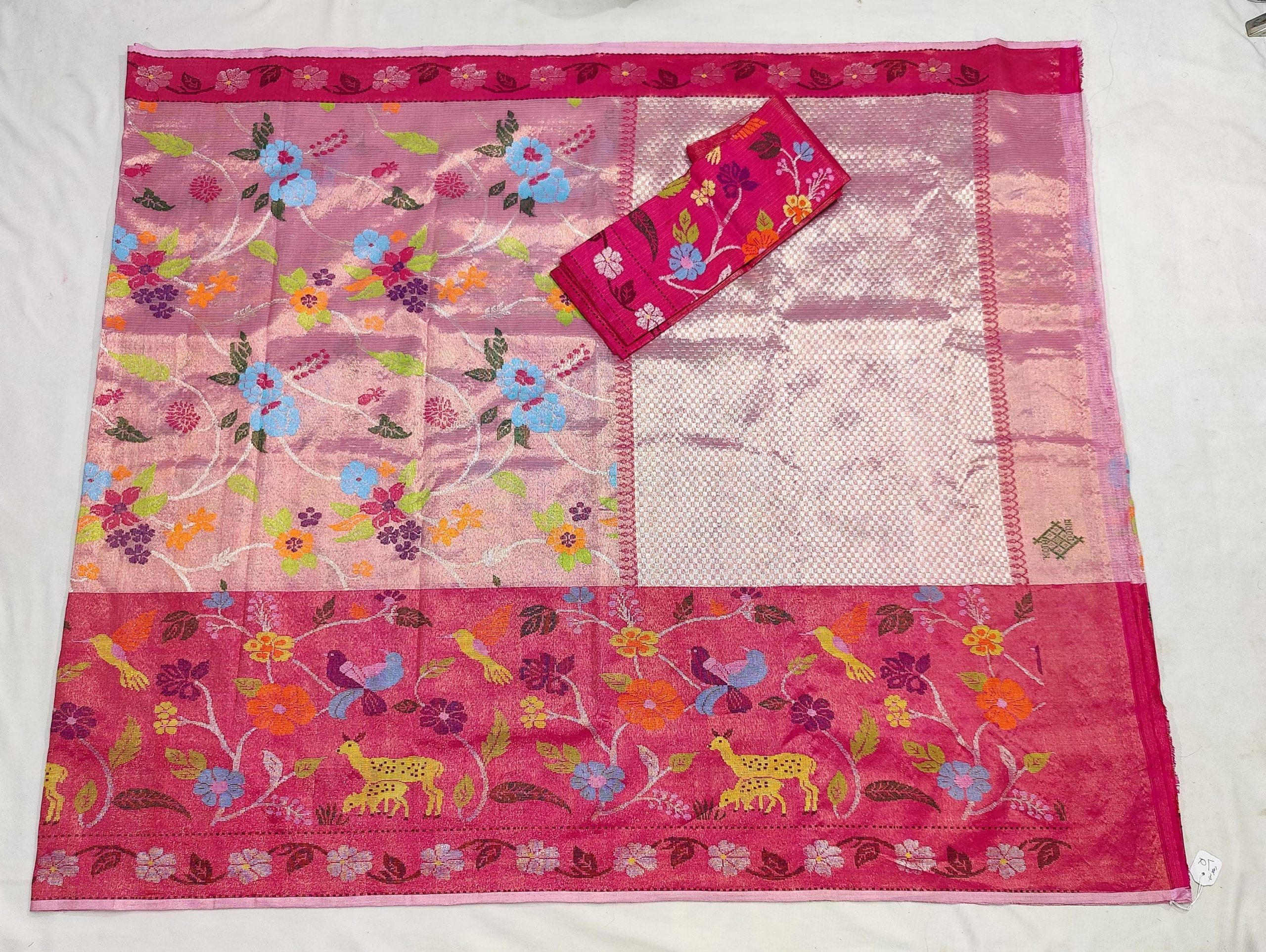 PURE GOLD DUBBLE TISSUE BIG PAITHANI BORDER WITH ALL OVER JAAL ZARIKOTA HANDLOOM SAREE_T-464 - Image 4