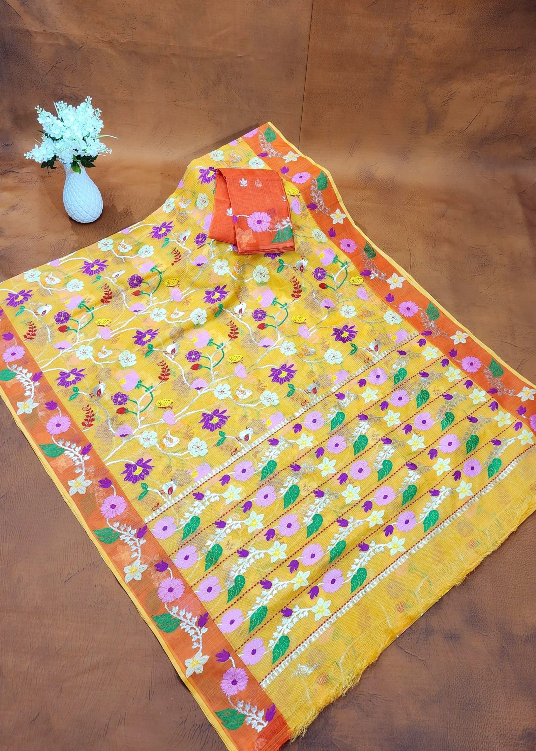 PURE ALL OVER JAAL WITH BOTH SIDE PAITHANI BORDER ZARIKOTA HANDLOOM SAREE WITH BLOUSE_J635