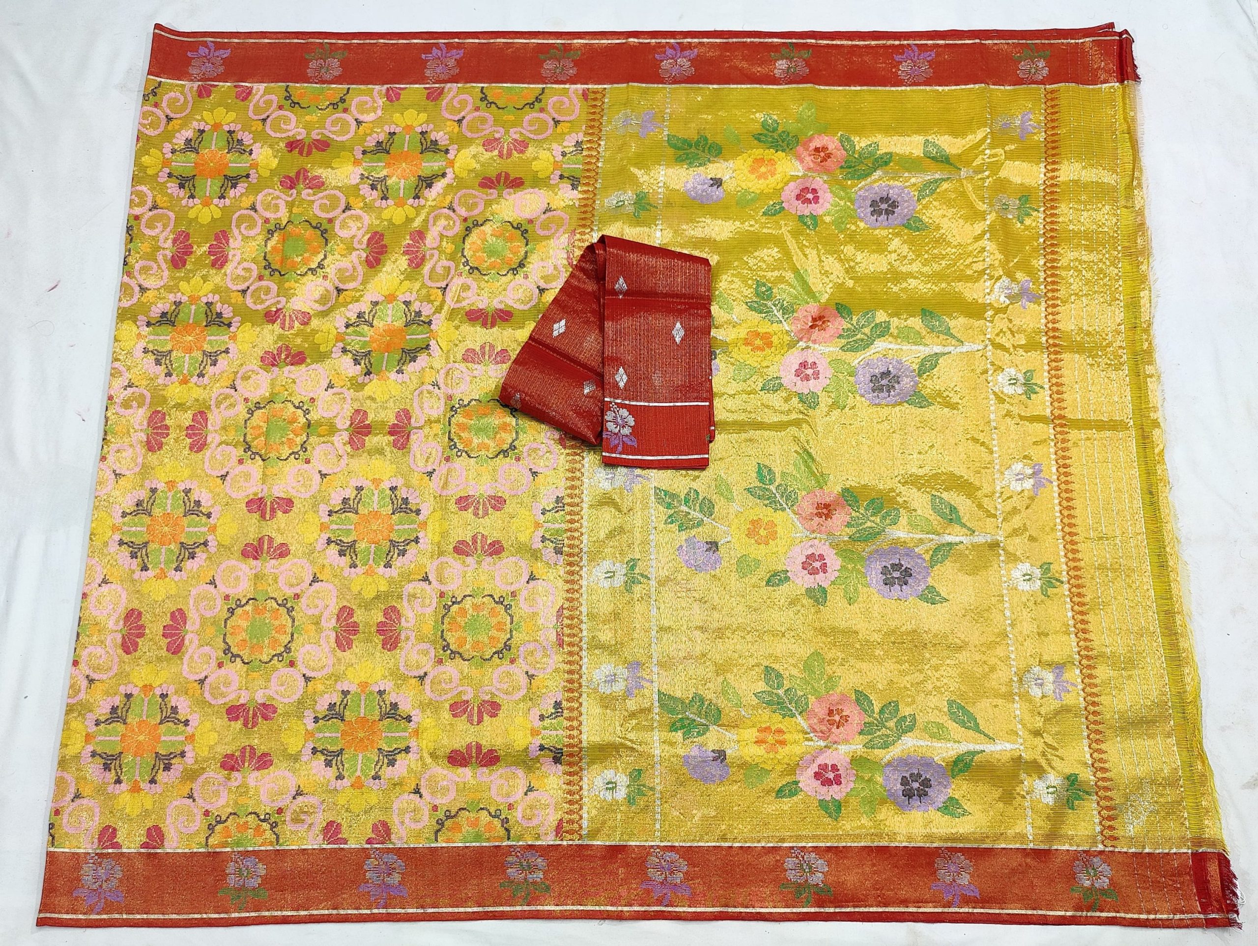 PURE GOLD DUBBLE TISSUE ALL OVER JAAL ZARIKOTA HANDLOOM SAREE_T-465 - Image 4