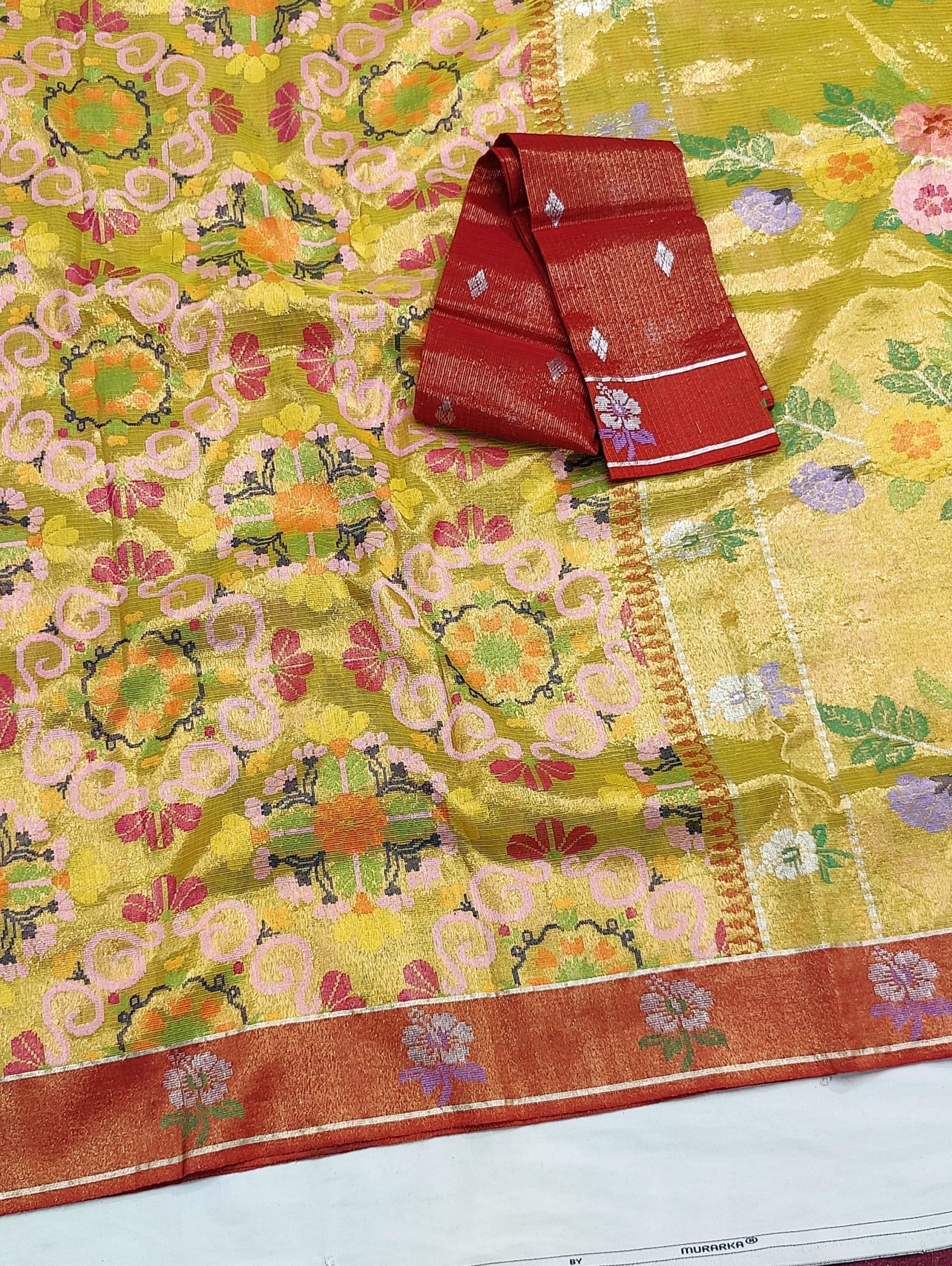 PURE GOLD DUBBLE TISSUE ALL OVER JAAL ZARIKOTA HANDLOOM SAREE_T-465 - Image 2