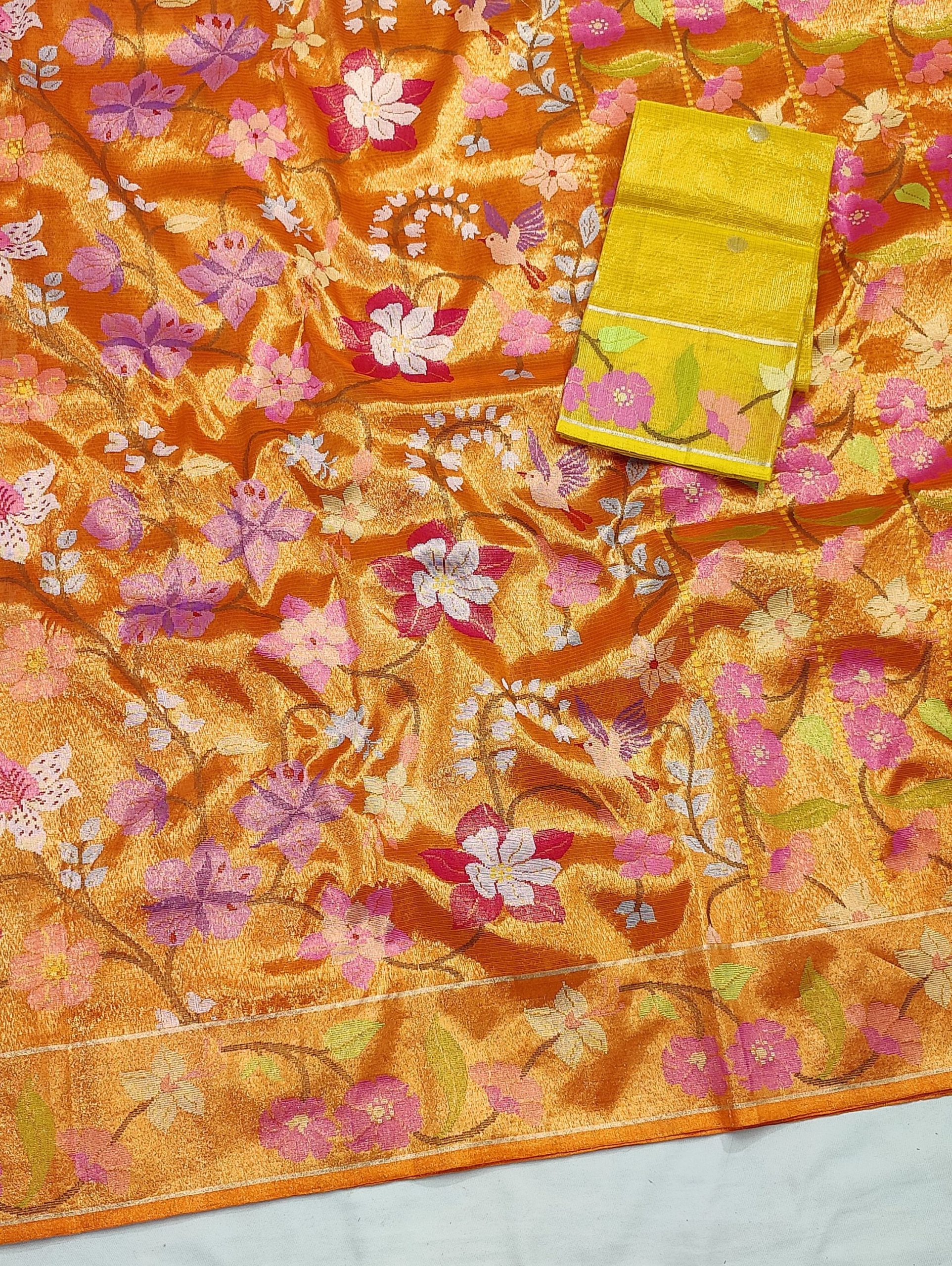 PURE GOLD DUBBLE TISSUE ALL OVER JAAL WITH BOTH SIDE PAITHANI BORDER ZARIKOTA HANDLOOM SAREE_T-469 - Image 4