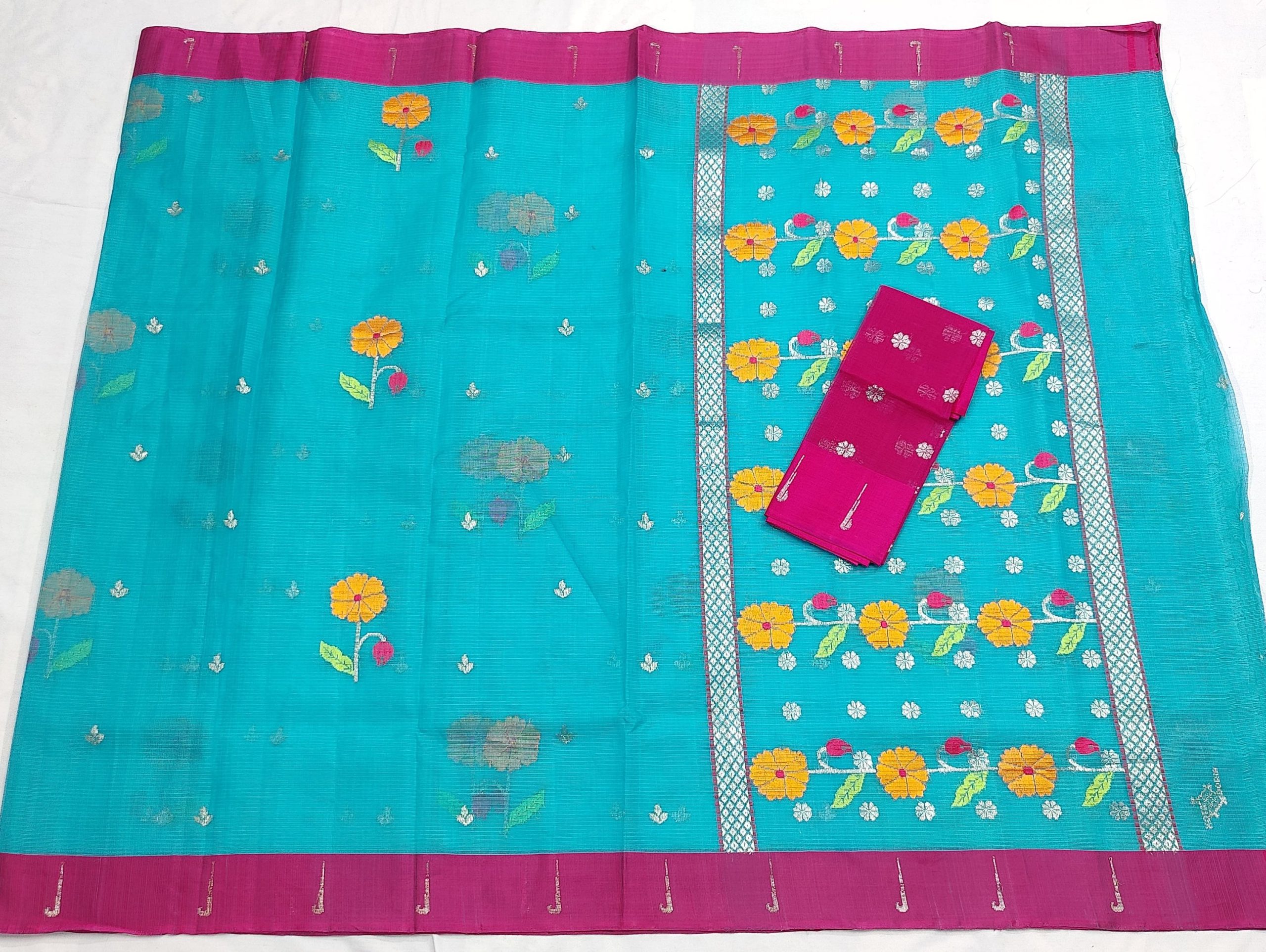 PURE ZARIKOTA HANDLOOM BUTA SAREE WITH BLOUSE B2028 - Image 3