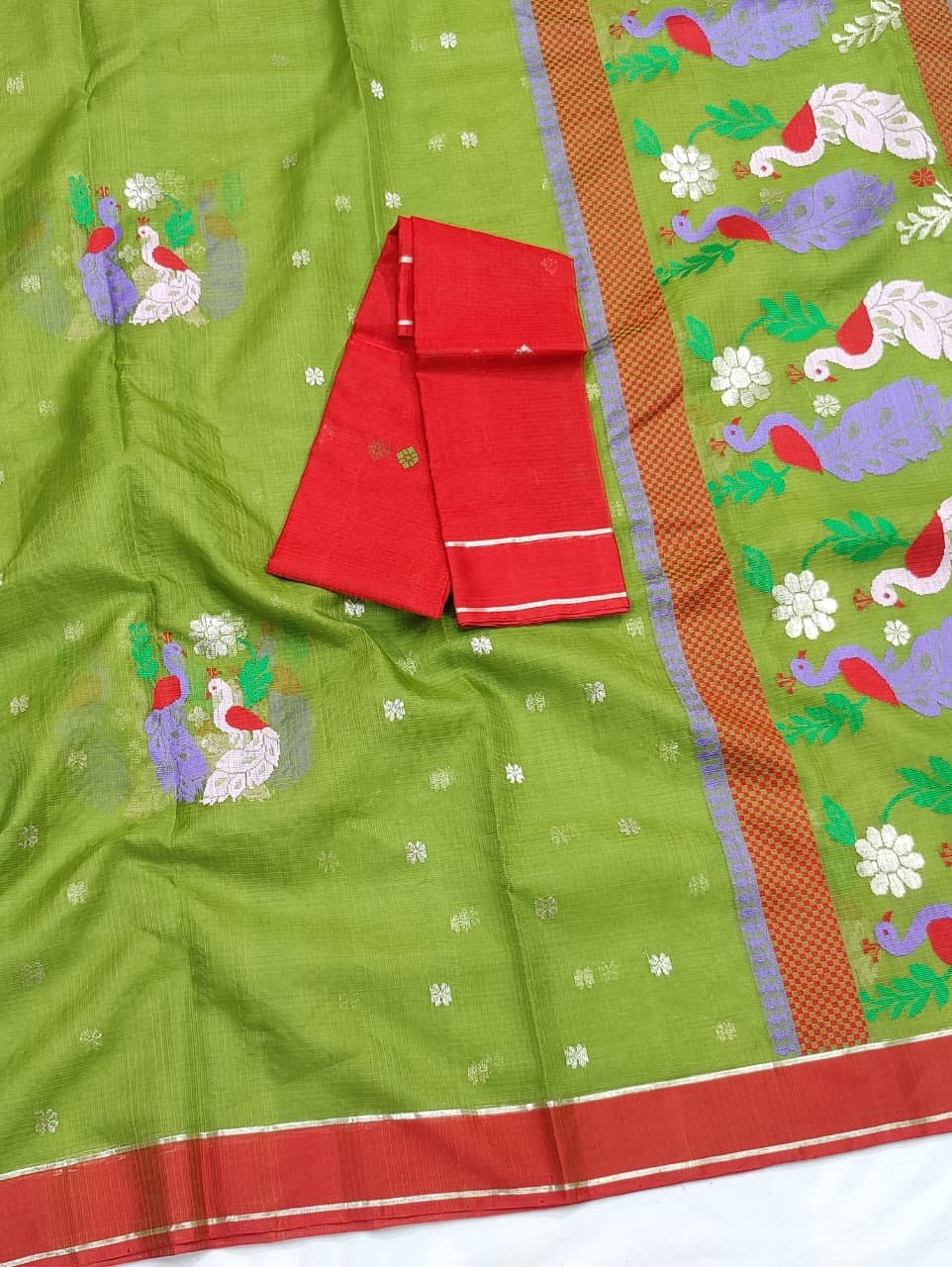 PURE ZARIKOTA HANDLOOM BUTA SAREE WITH BLOUSE B2024 - Image 2