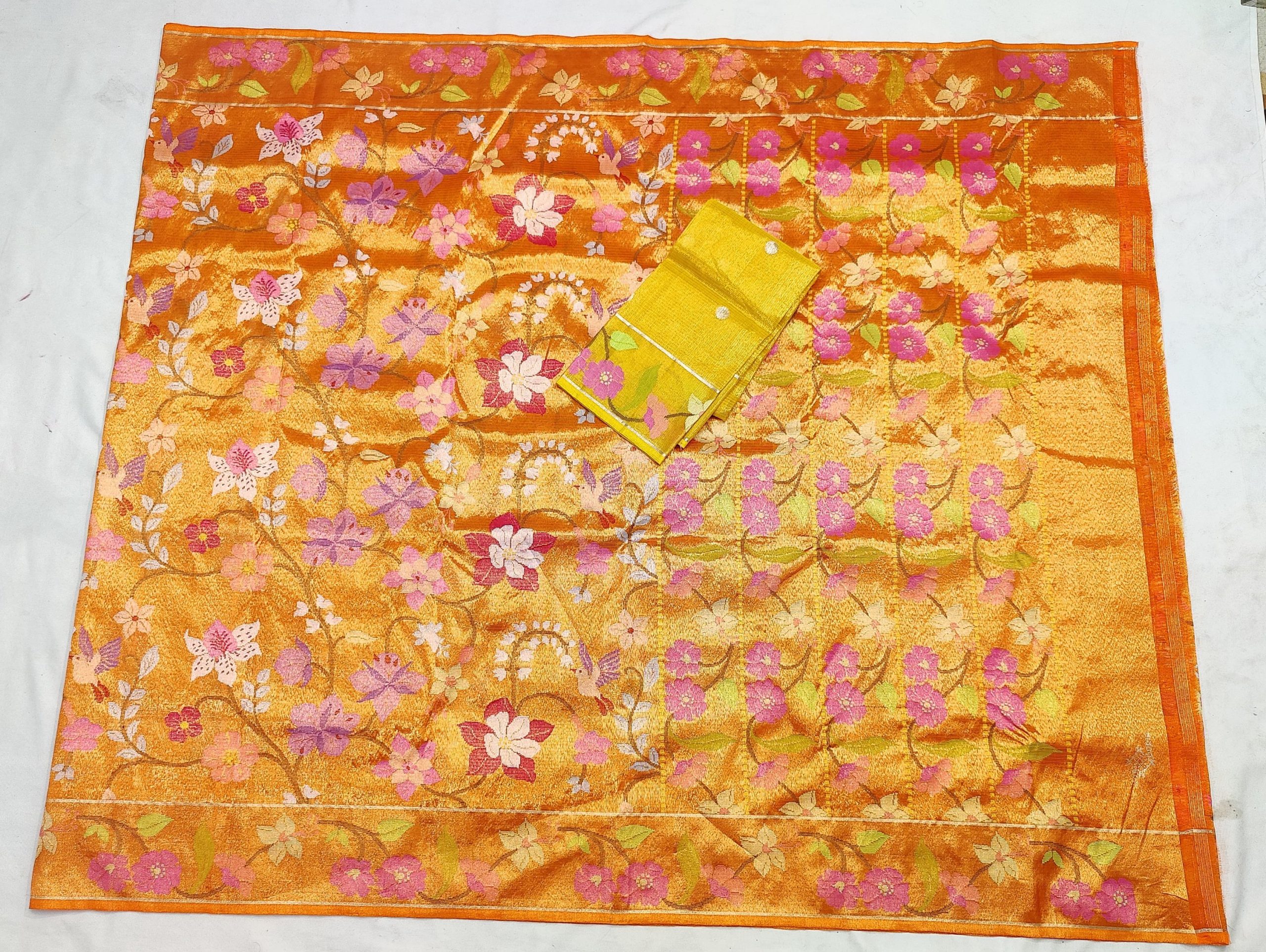 PURE GOLD DUBBLE TISSUE ALL OVER JAAL WITH BOTH SIDE PAITHANI BORDER ZARIKOTA HANDLOOM SAREE_T-469 - Image 3