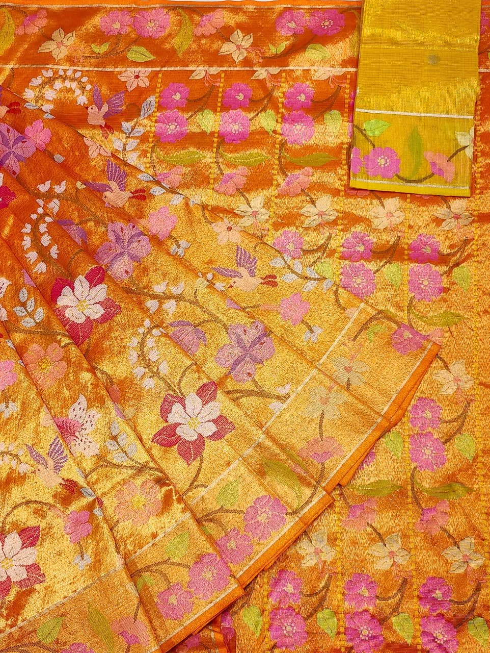 PURE GOLD DUBBLE TISSUE ALL OVER JAAL WITH BOTH SIDE PAITHANI BORDER ZARIKOTA HANDLOOM SAREE_T-469