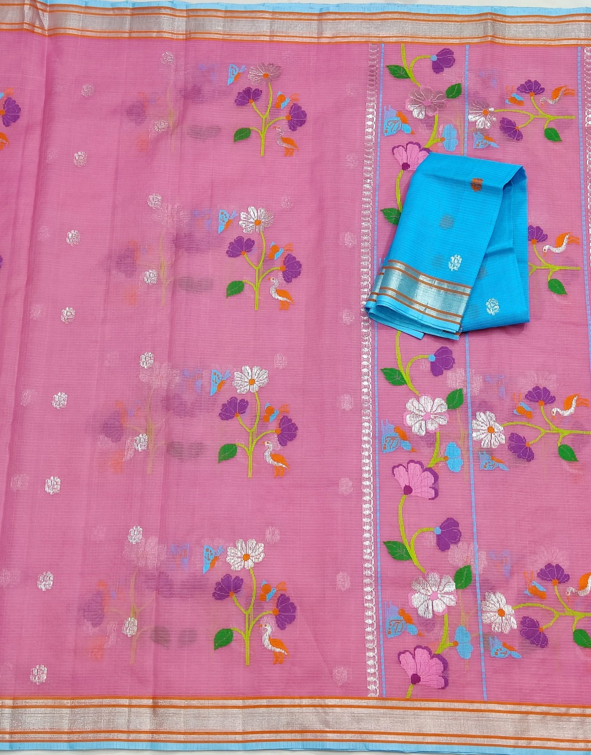 PURE ZARIKOTA HANDLOOM BUTA SAREE WITH BLOUSE B2041 - Image 3