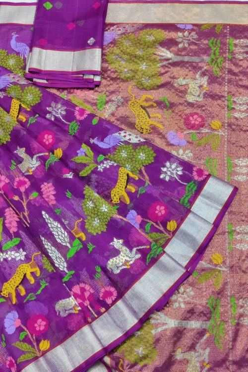 PURE ALL OVER JAAL ZARIKOTA HANDLOOM SAREE WITH BLOUSE_J640