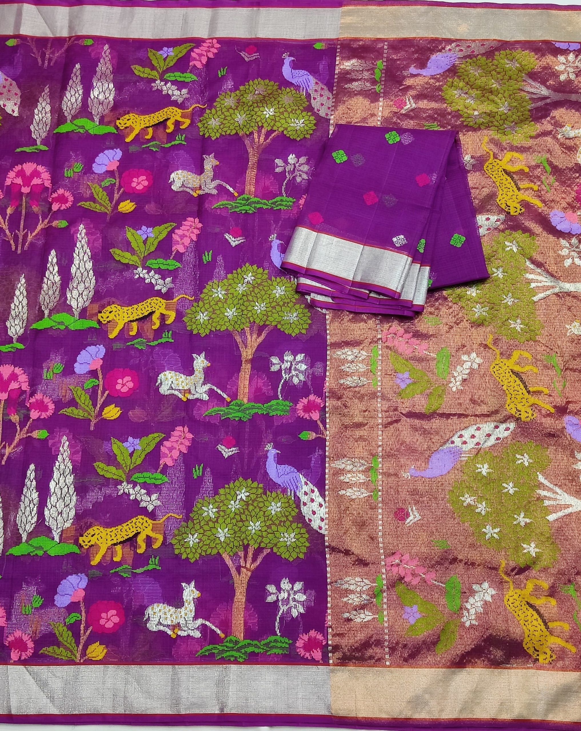 PURE ALL OVER JAAL ZARIKOTA HANDLOOM SAREE WITH BLOUSE_J640 - Image 3