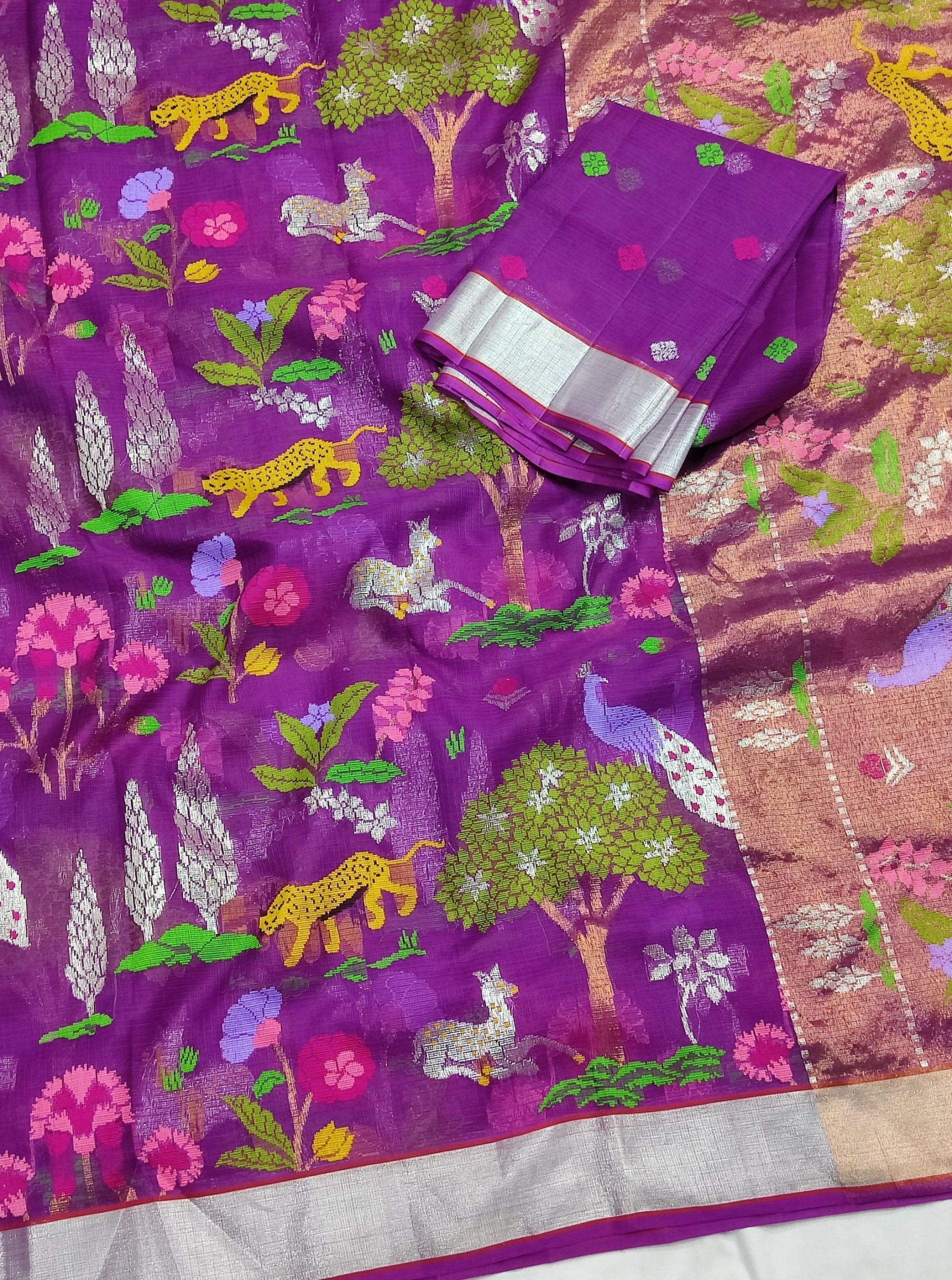 PURE ALL OVER JAAL ZARIKOTA HANDLOOM SAREE WITH BLOUSE_J640 - Image 2