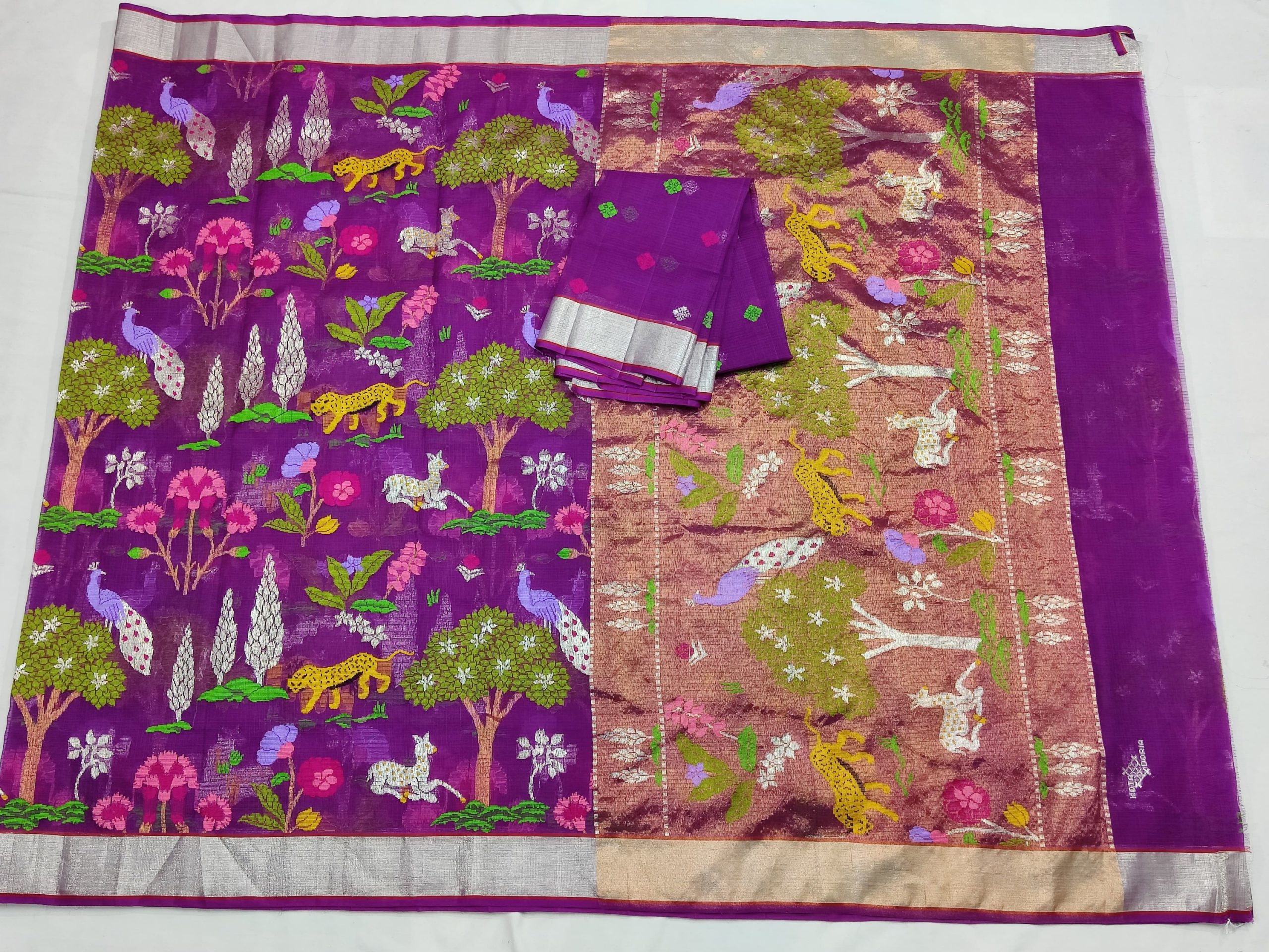 PURE ALL OVER JAAL ZARIKOTA HANDLOOM SAREE WITH BLOUSE_J640 - Image 4