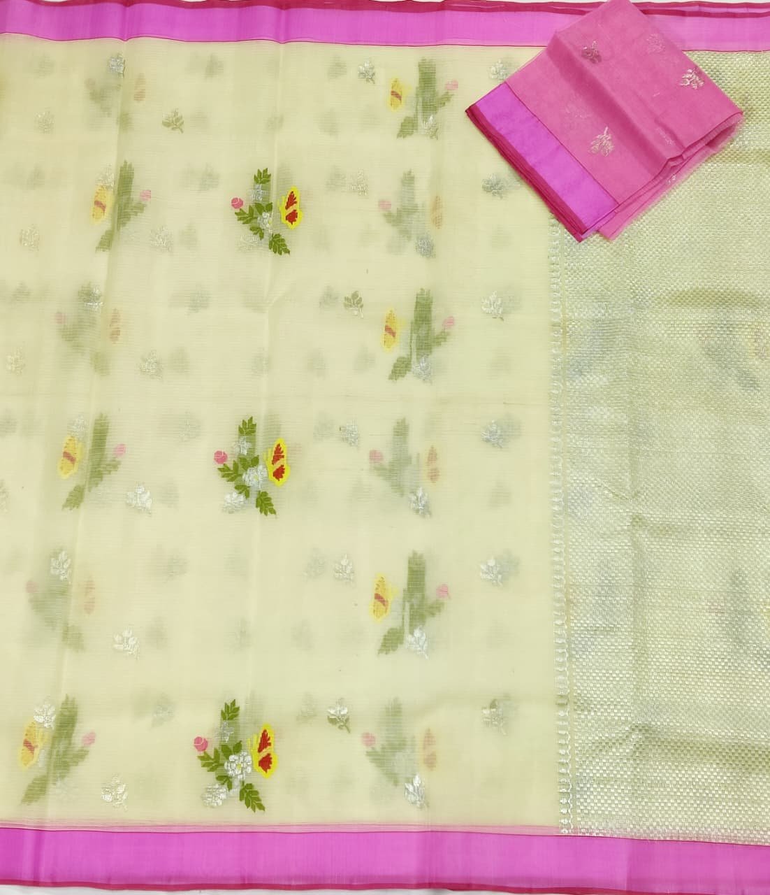 PURE ZARIKOTA HANDLOOM BUTA SAREE WITH BLOUSE B2042 - Image 3