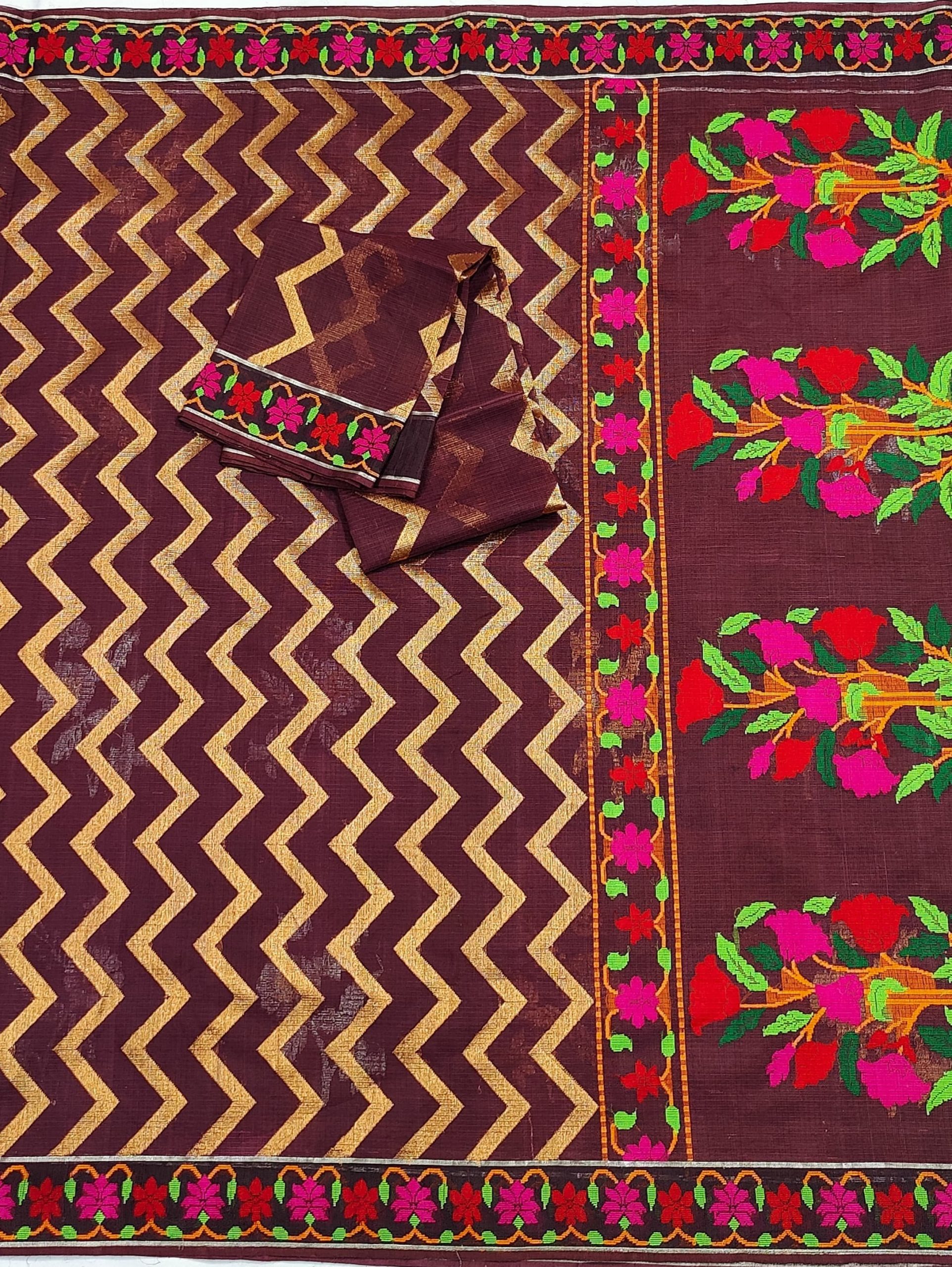 PURE ALL OVER JAAL WITH BOTH SIDE PAITHANI BORDER ZARIKOTA HANDLOOM SAREE WITH BLOUSE_J643 - Image 3