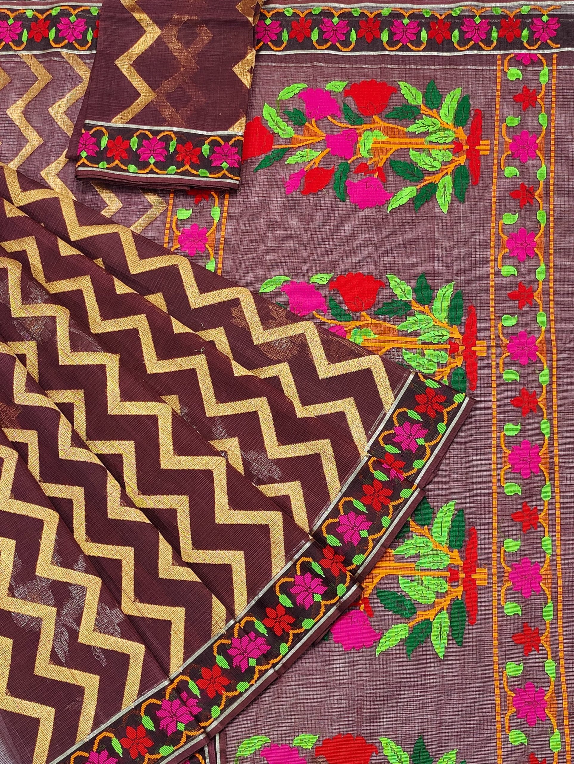 PURE ALL OVER JAAL WITH BOTH SIDE PAITHANI BORDER ZARIKOTA HANDLOOM SAREE WITH BLOUSE_J643