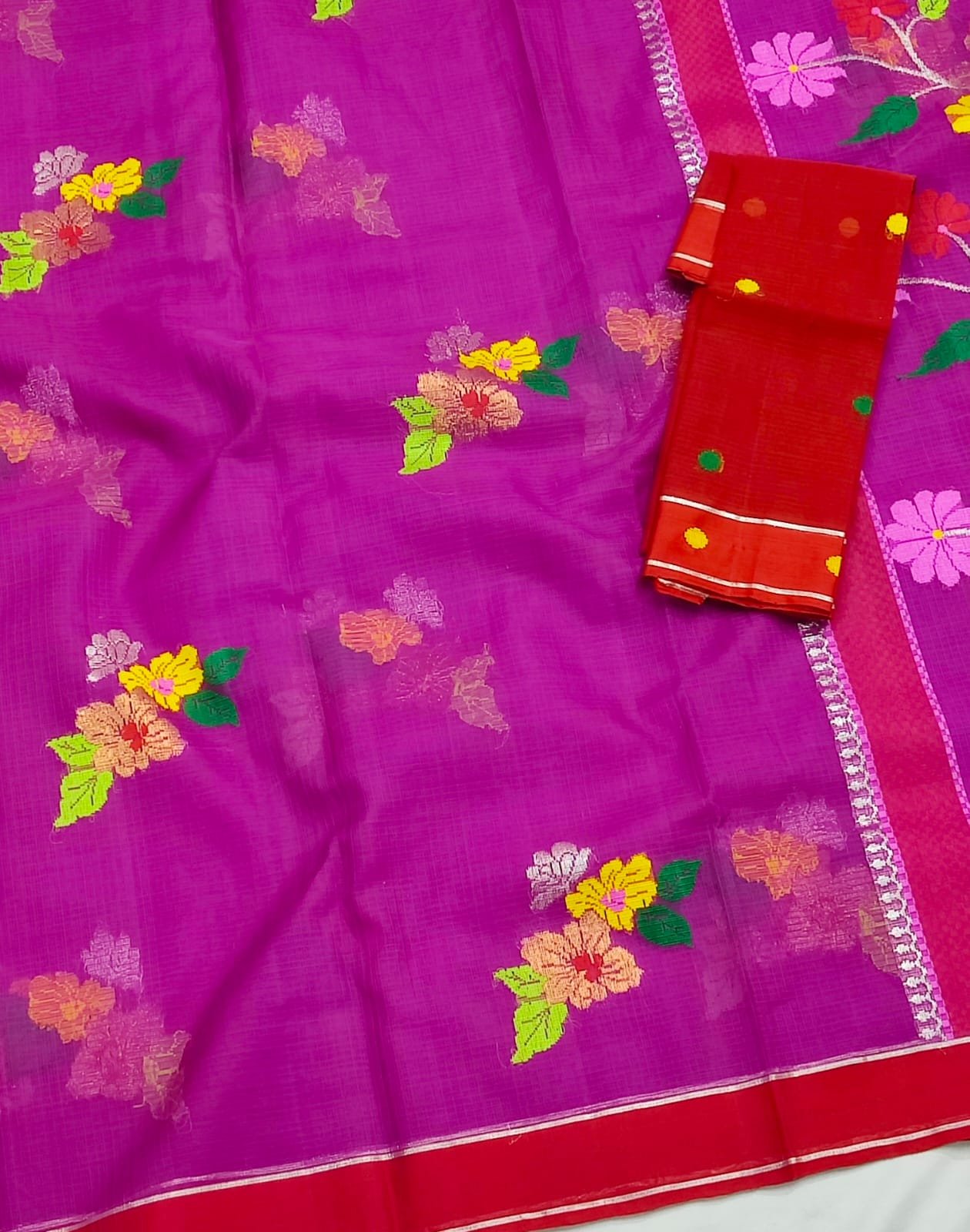 PURE ZARIKOTA HANDLOOM BUTA SAREE WITH BLOUSE B2035 - Image 2