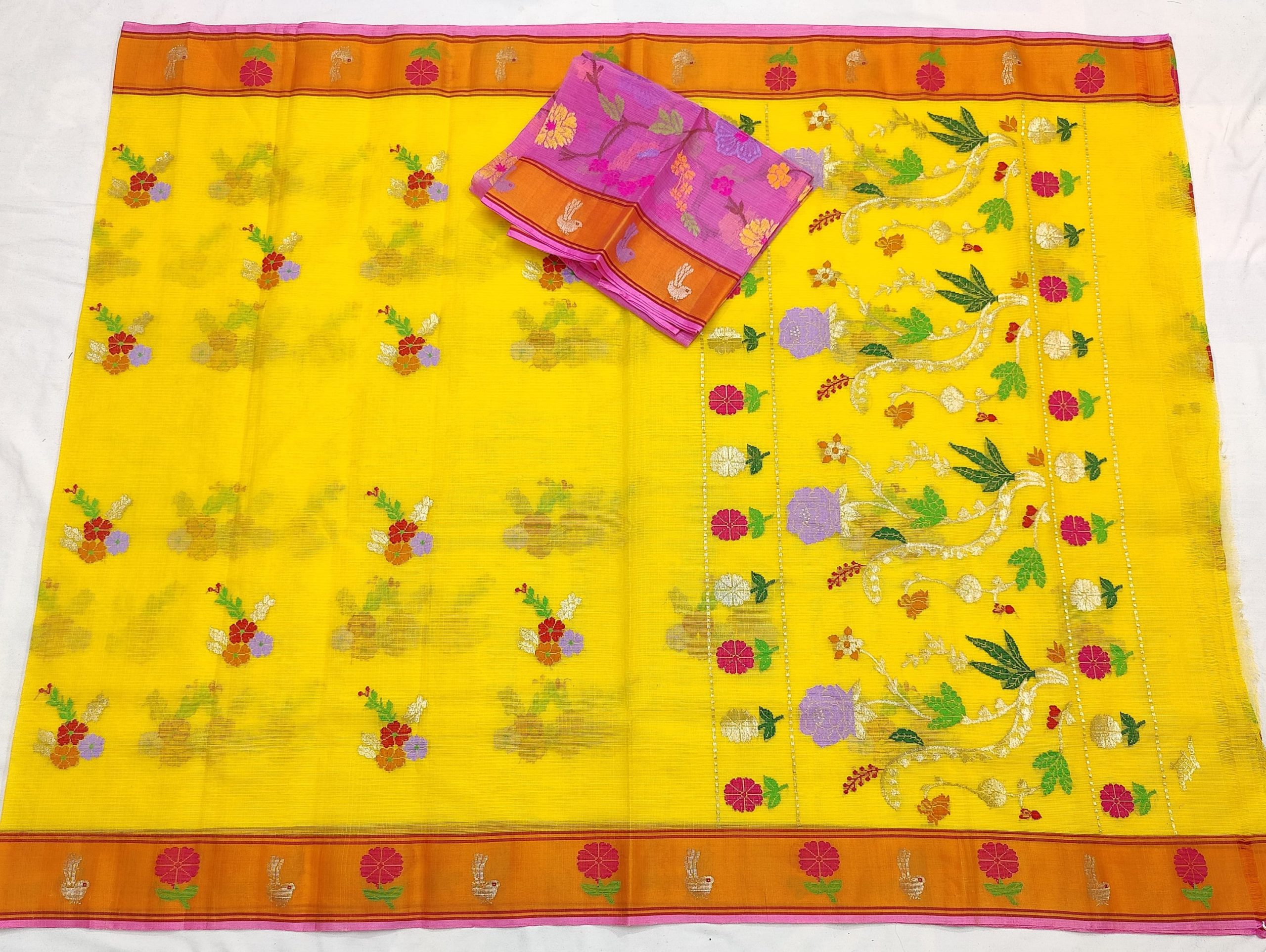 PURE ZARIKOTA HANDLOOM BUTA SAREE WITH BLOUSE B2046 - Image 4