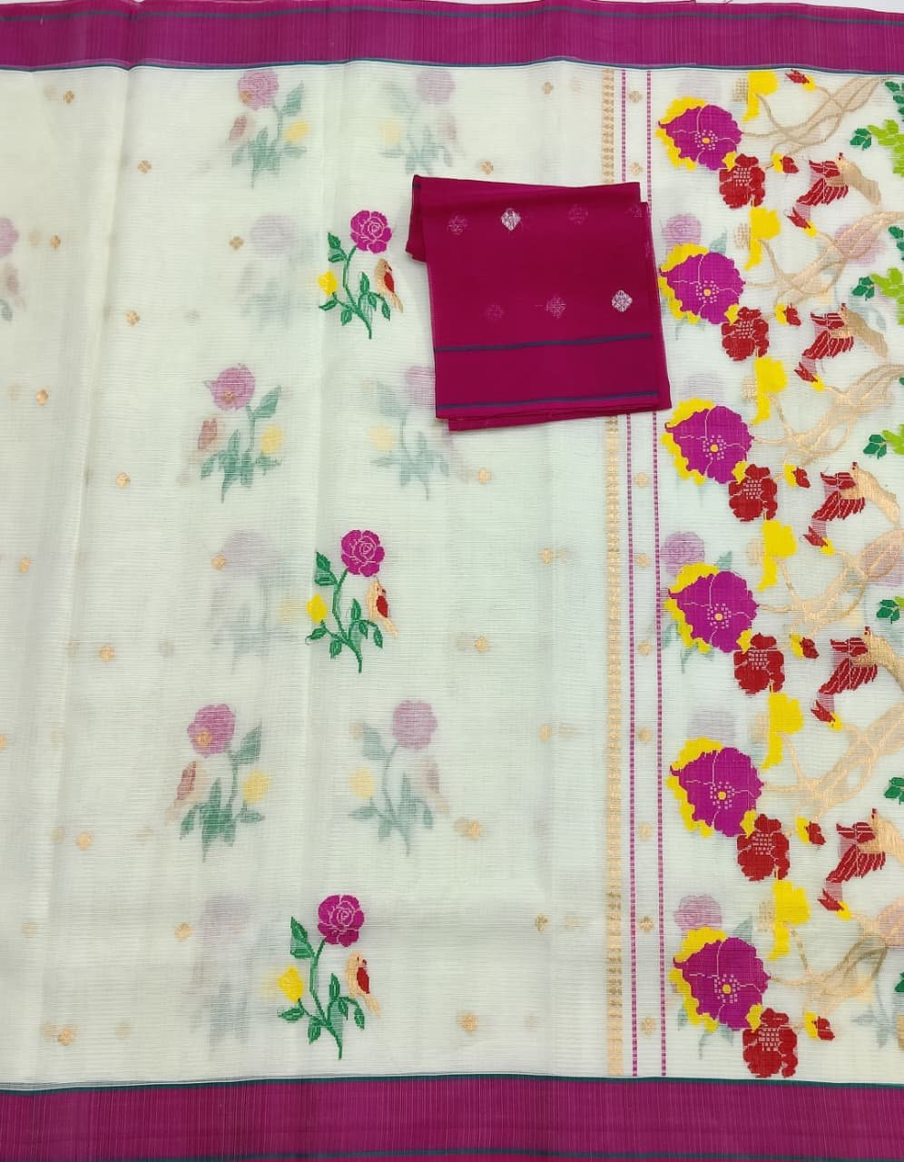 PURE ZARIKOTA HANDLOOM BUTA SAREE WITH BLOUSE B2044 - Image 3